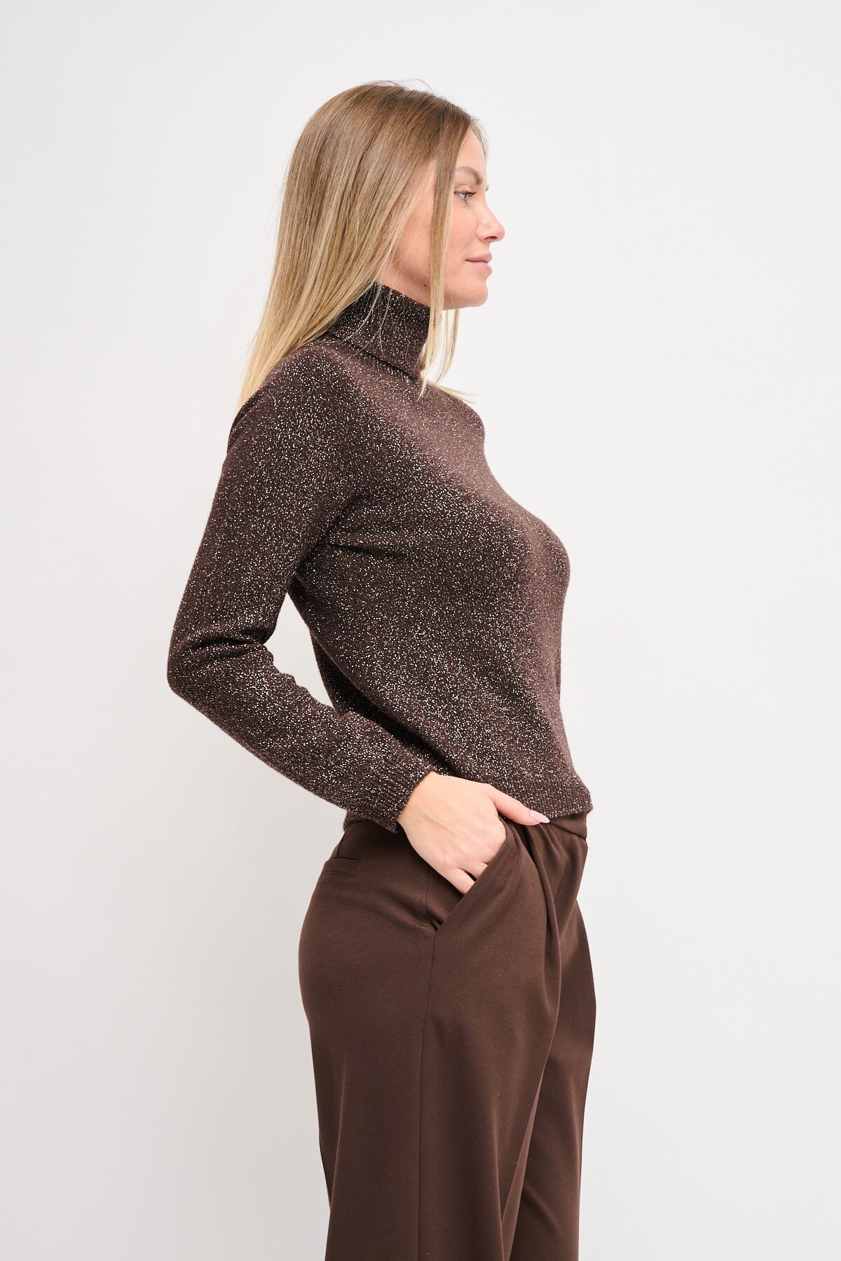 Maryley - Tricot à col montant en Lurex