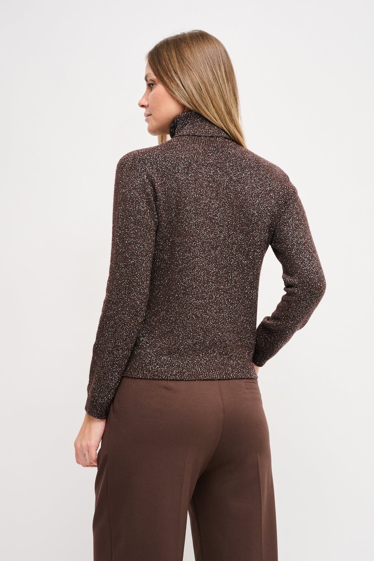 Maryley - Tricot à col montant en Lurex