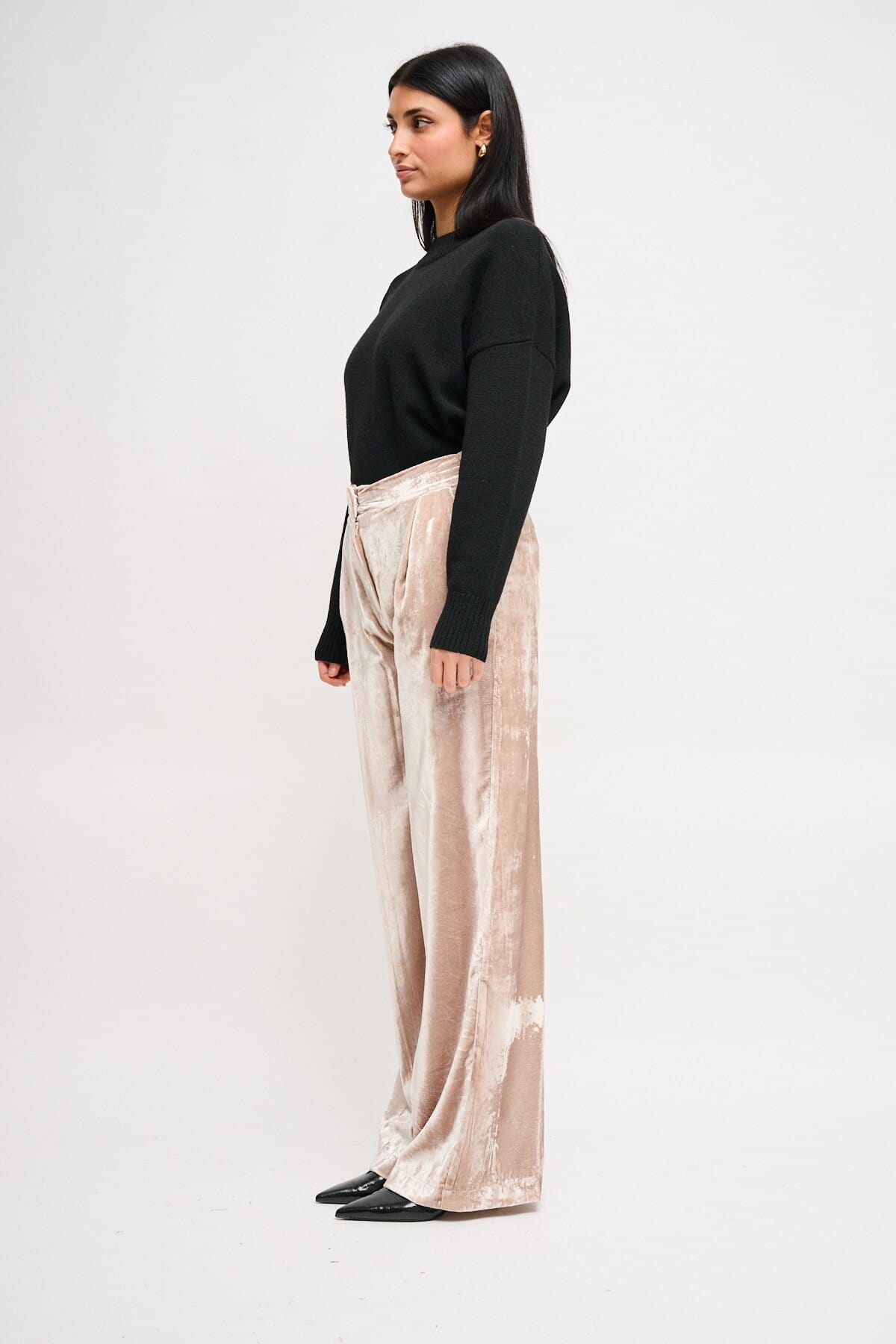 Pantaloni A Palazzo In Velluto Liscio Maryley