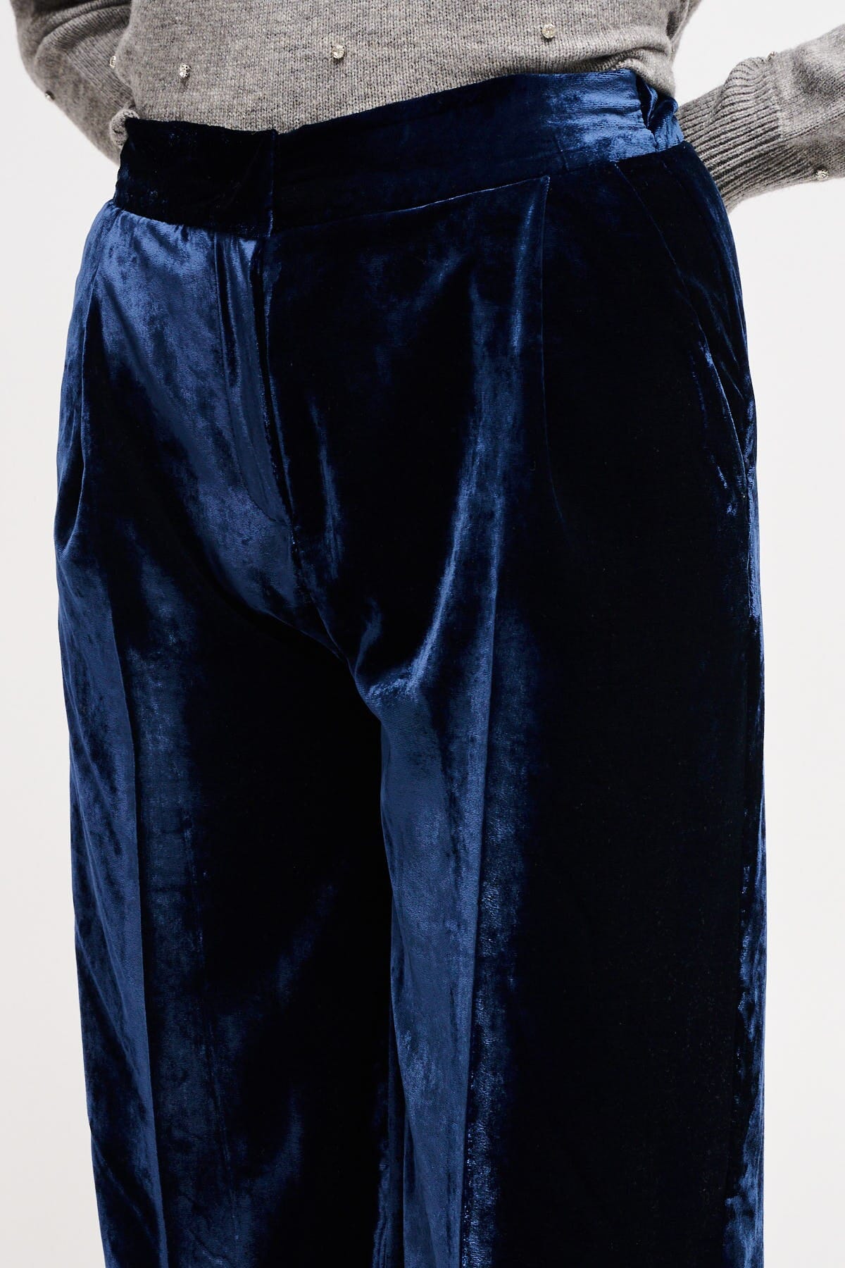 Pantaloni A Palazzo In Velluto Liscio Maryley