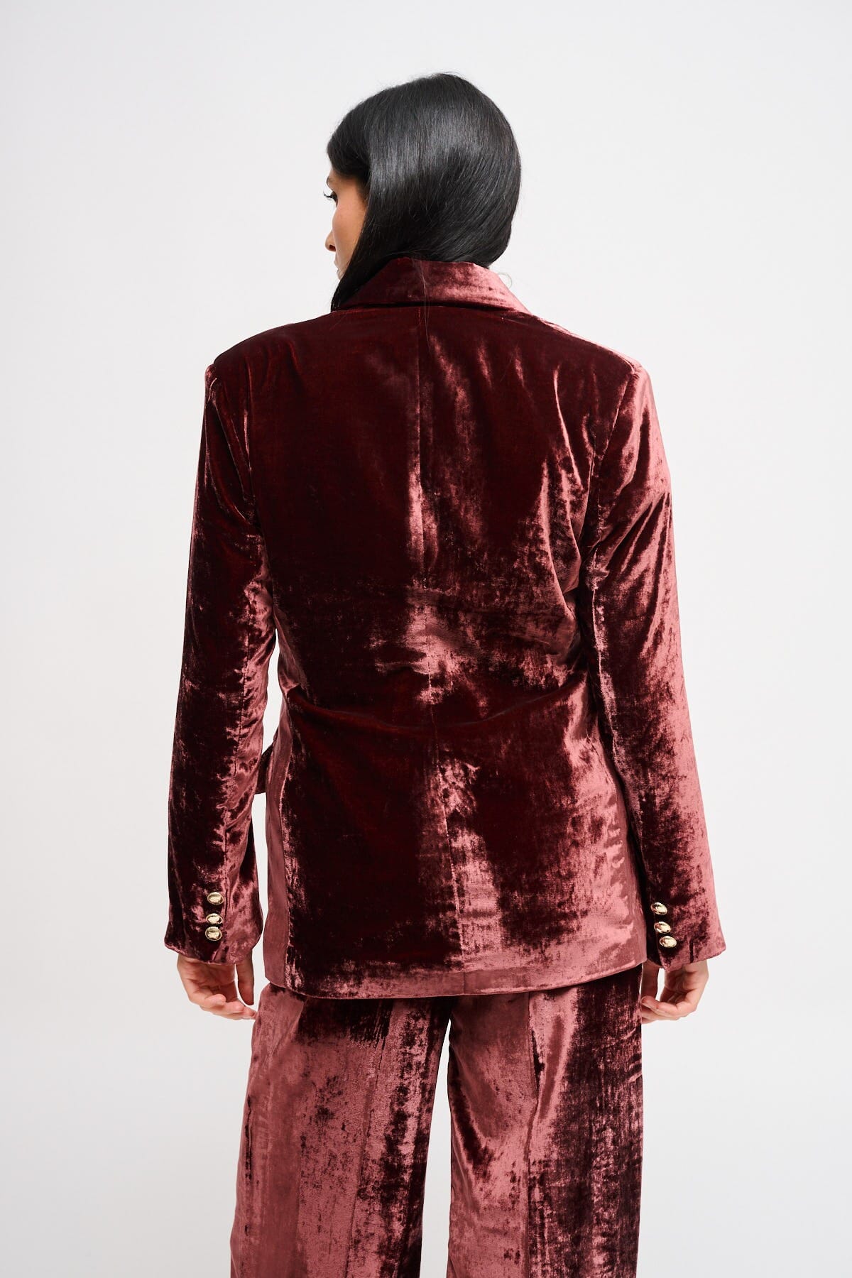 Maryley - Veste en velours lisse à double boutonnage