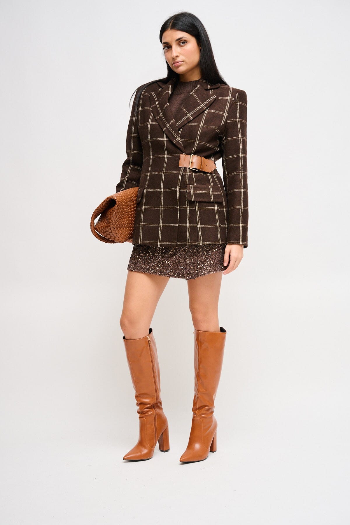 Giacca Check Con Dettaglio Cintura Maryley