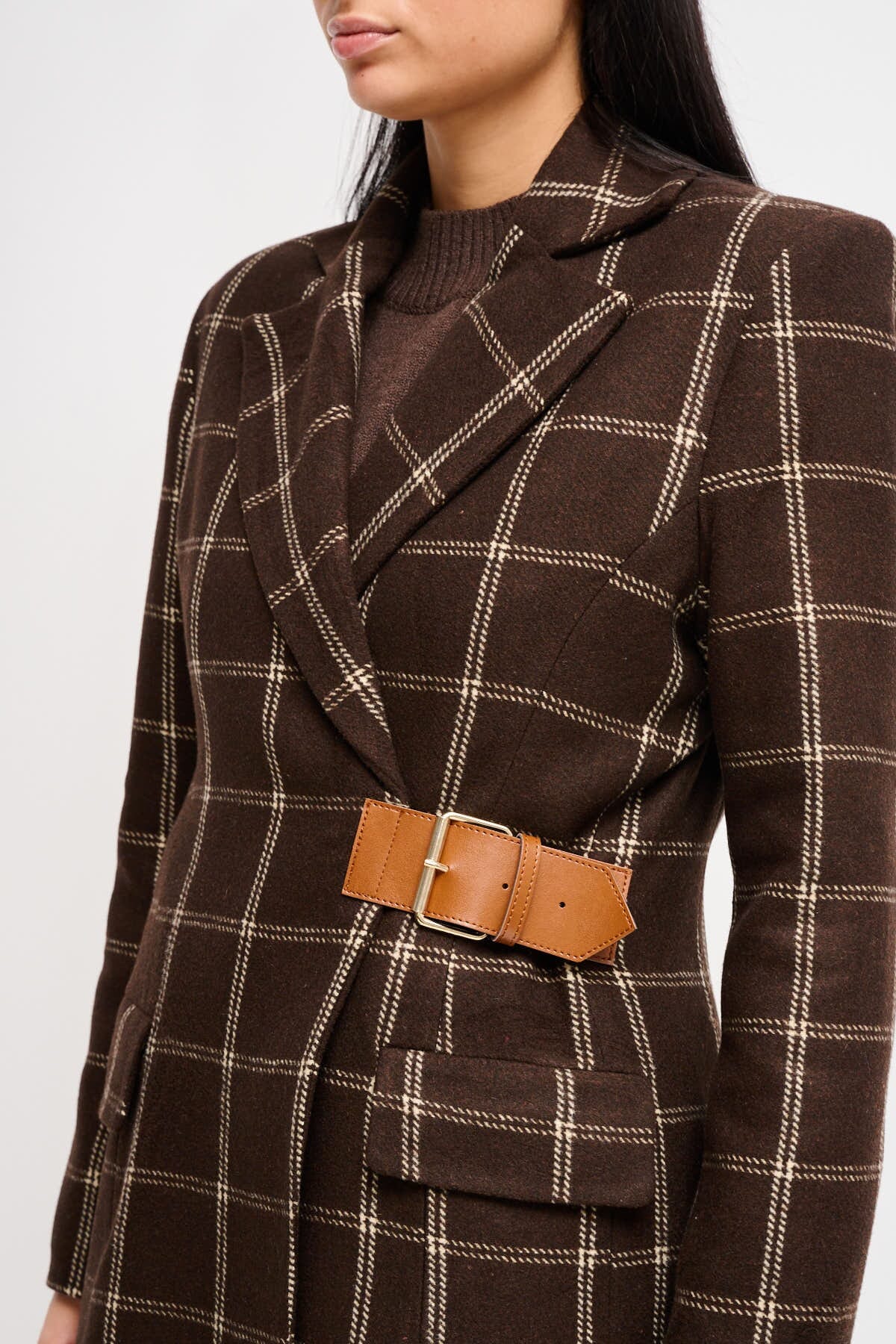 Giacca Check Con Dettaglio Cintura Maryley