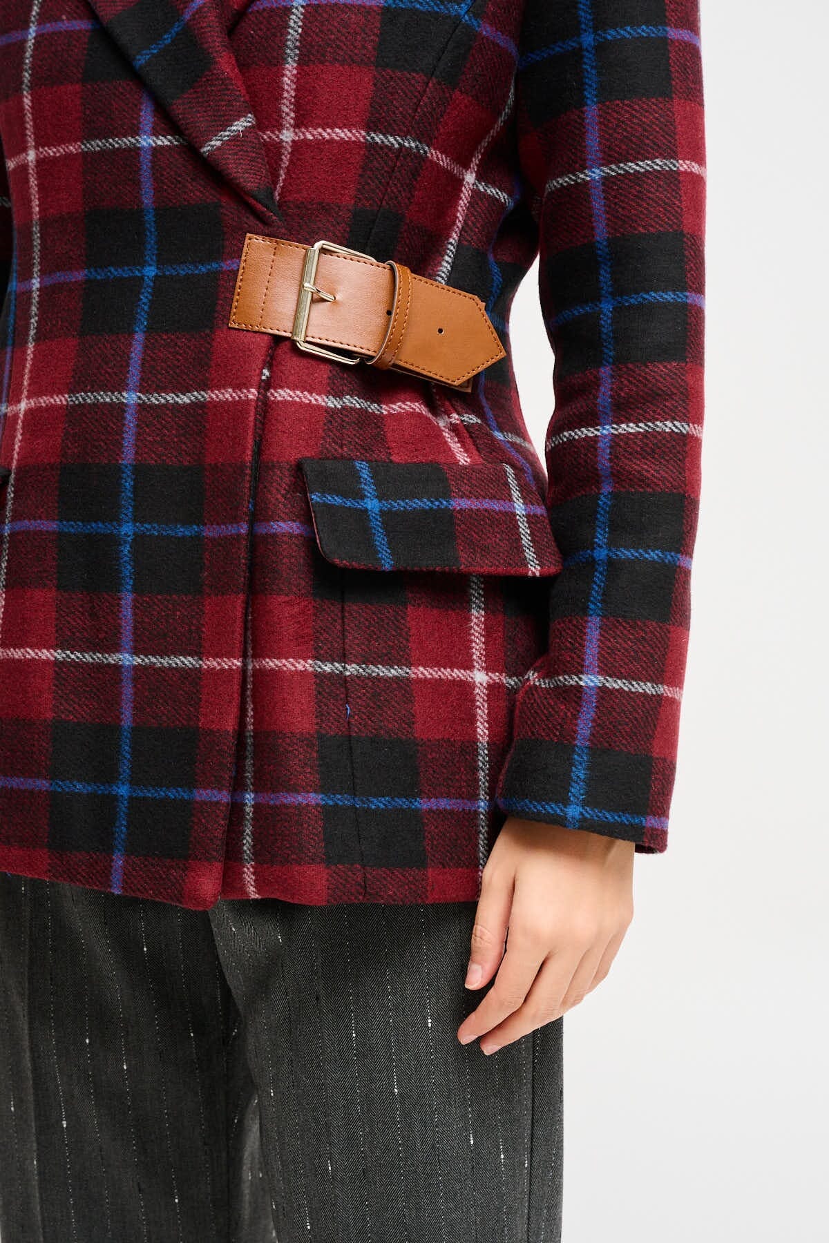 Maryley - Veste à carreaux avec ceinture