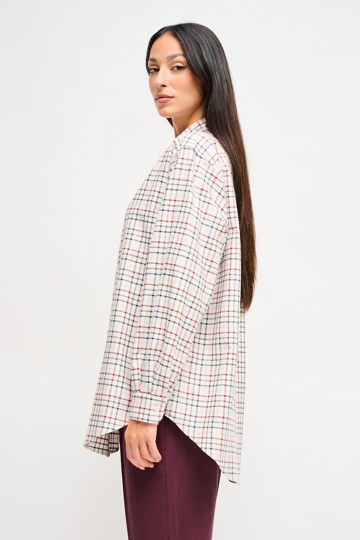 Maryley Check Over Shirt With Jewelled Brooch