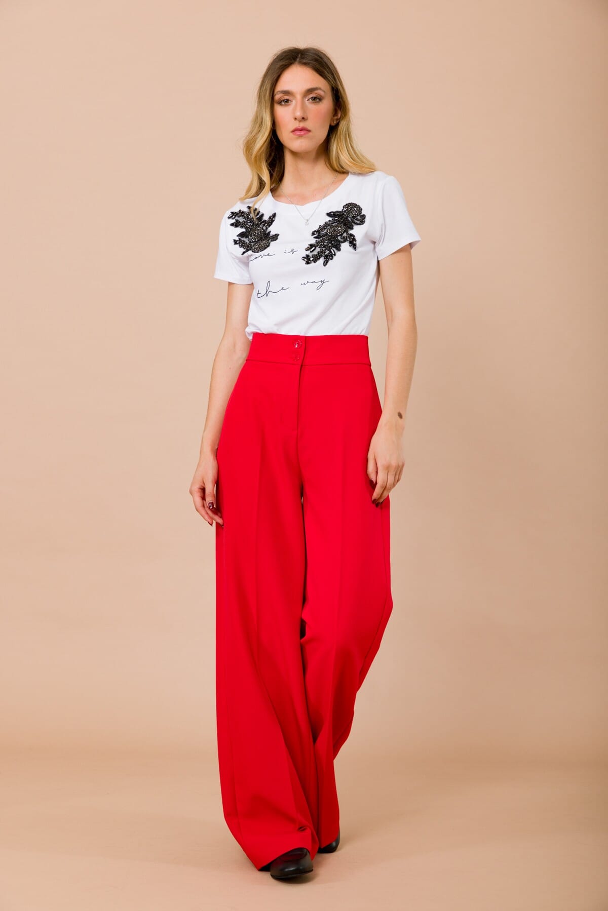 T-Shirt Love Is The Way Con Applicazioni Gioiello Maryley