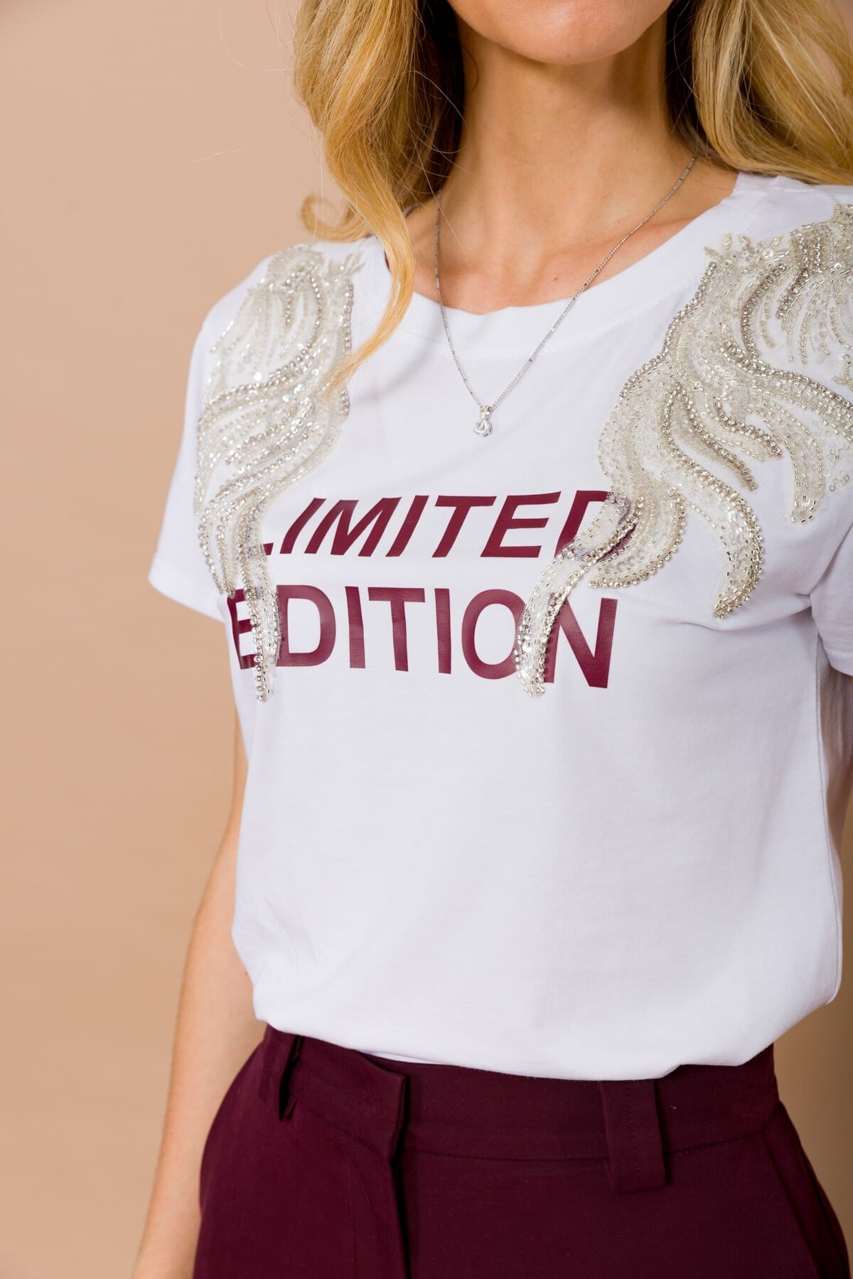 T-Shirt Limited Edition Con Applicazioni Gioiello Maryley