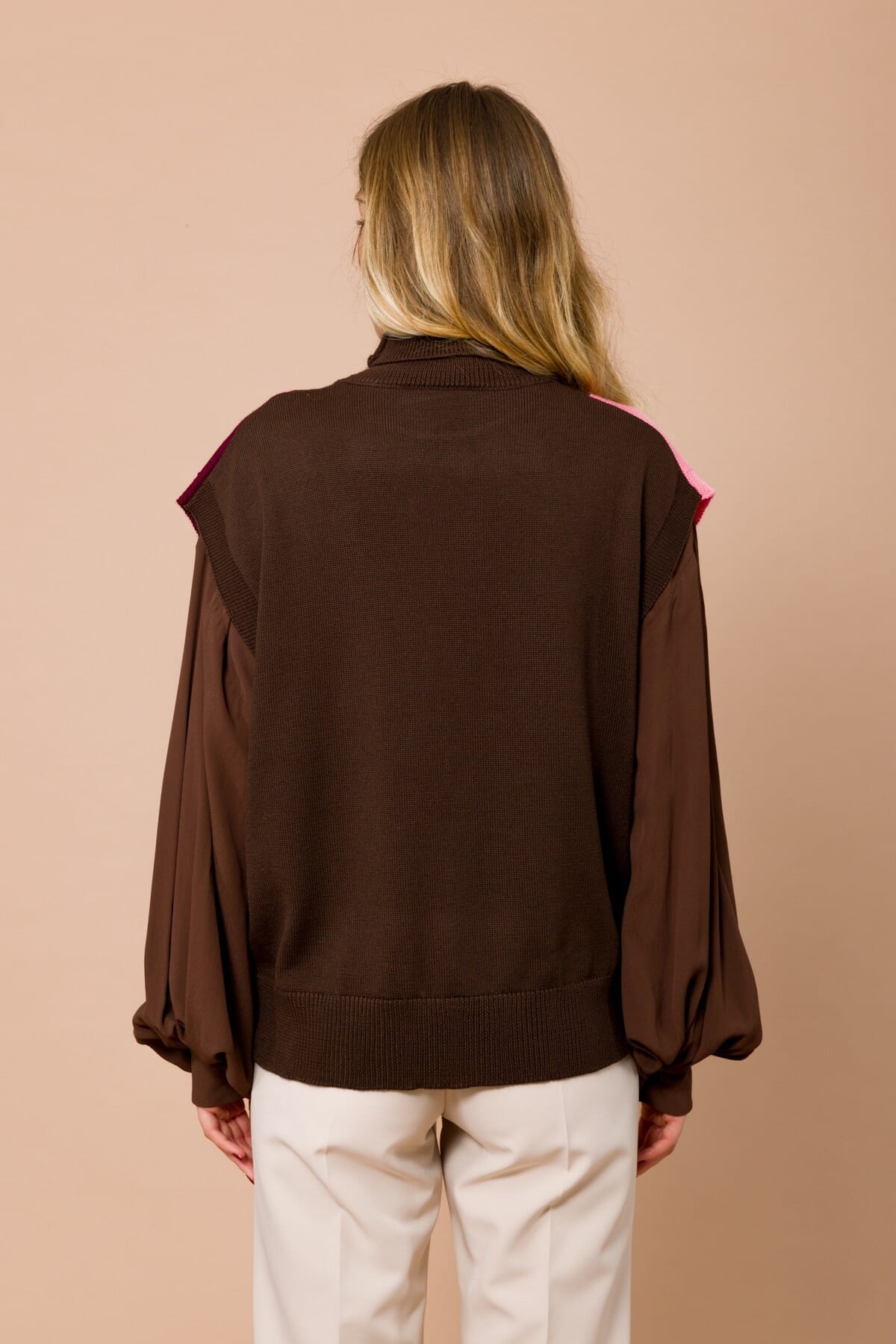 Gilet oversize à col montant et motif argyle Maryley