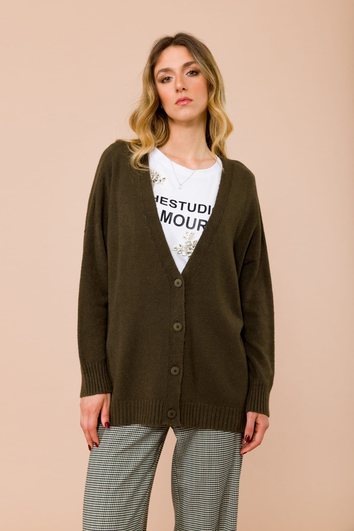Cardigan Oversize Con Scollo A V E Spacchetti Laterali Maryley