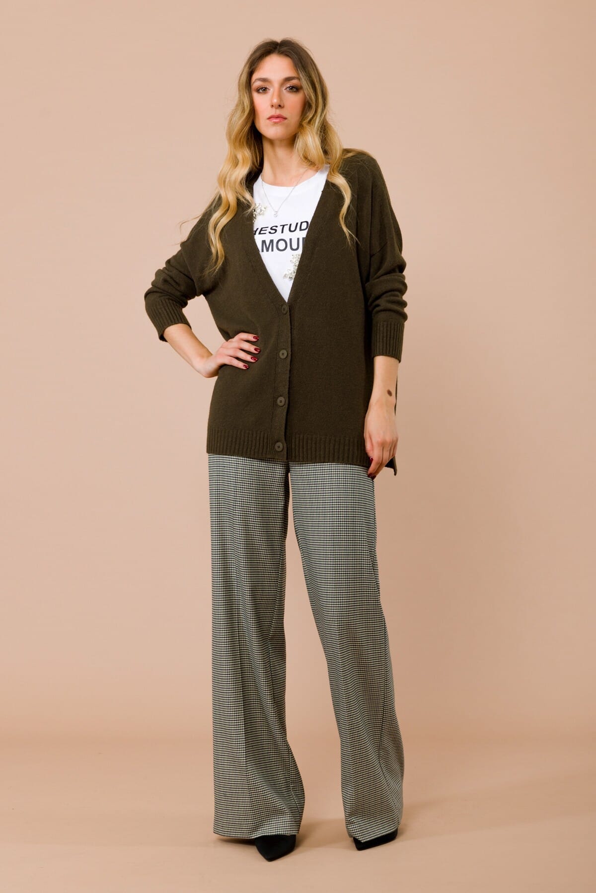 Cardigan Oversize Con Scollo A V E Spacchetti Laterali Maryley