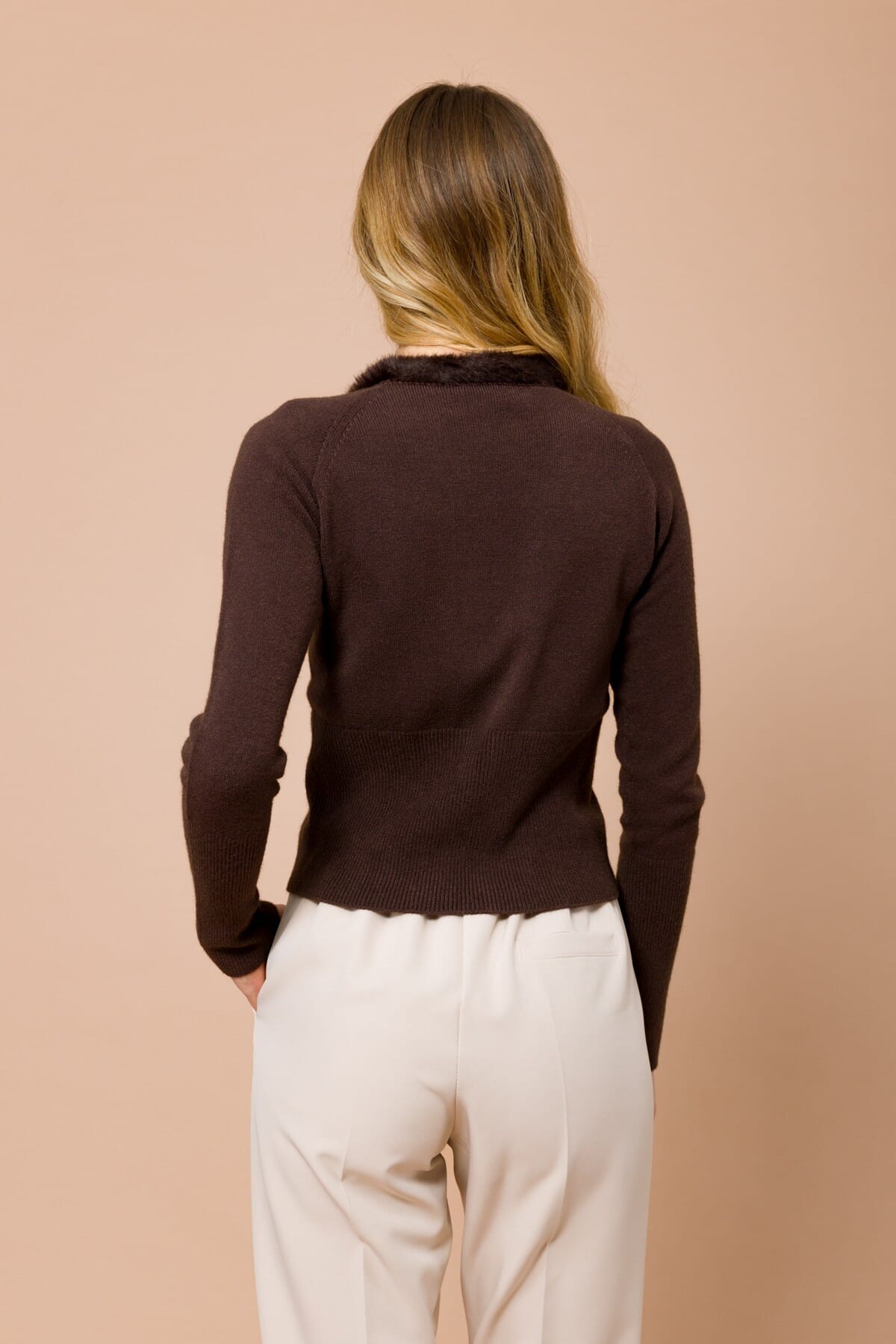 Cardigan Corto Con Profili In Ecopelliccia Maryley