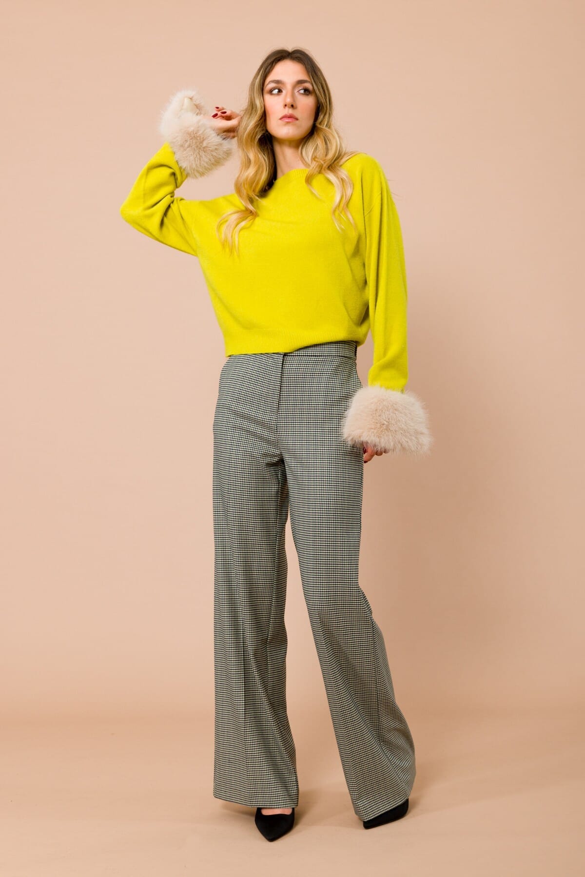 Maglia Girocollo Con Polsi In Eco Pelliccia Staccabili Maryley