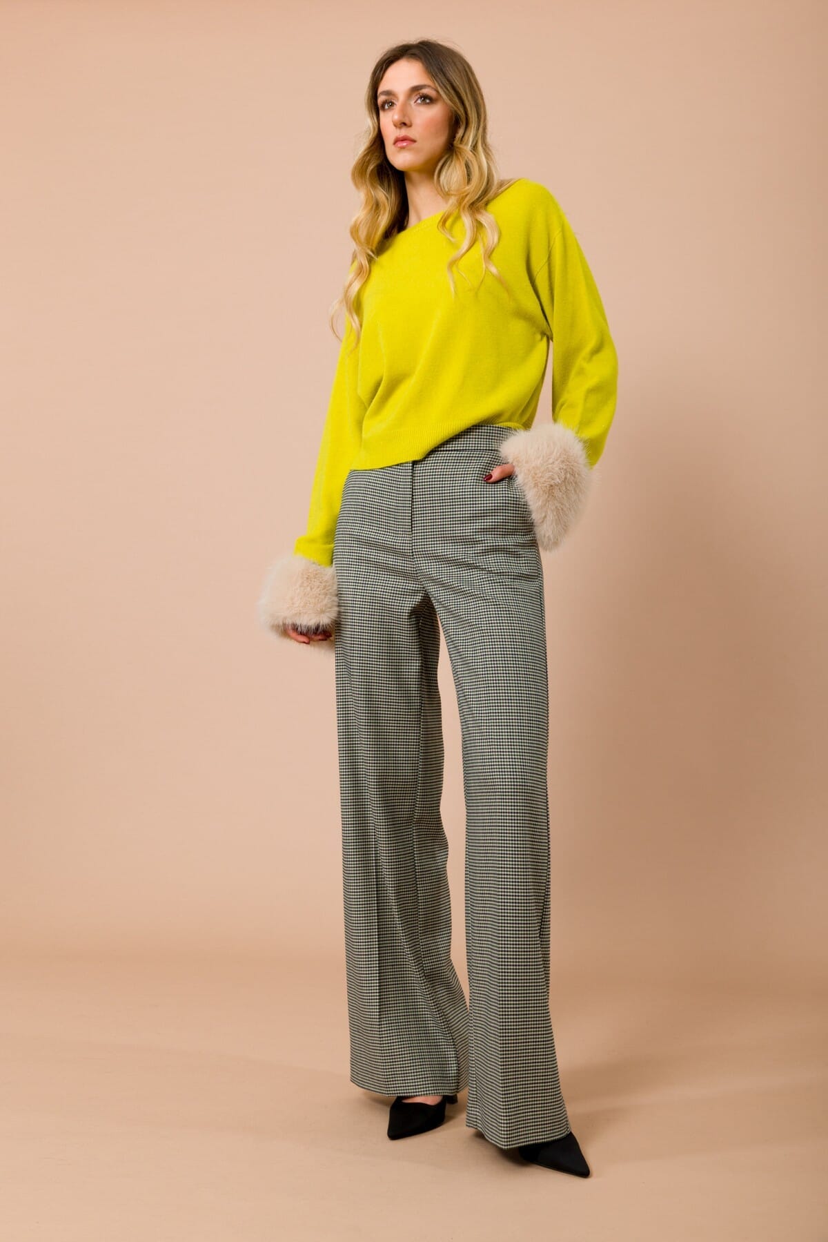 Maglia Girocollo Con Polsi In Eco Pelliccia Staccabili Maryley