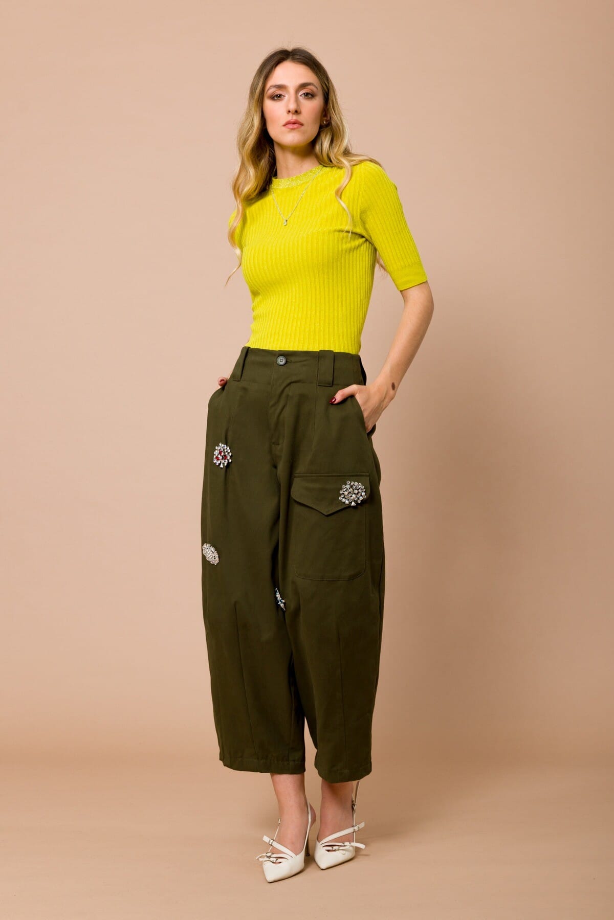 Maglia Girocollo A Costine Con Manica Corta Maryley