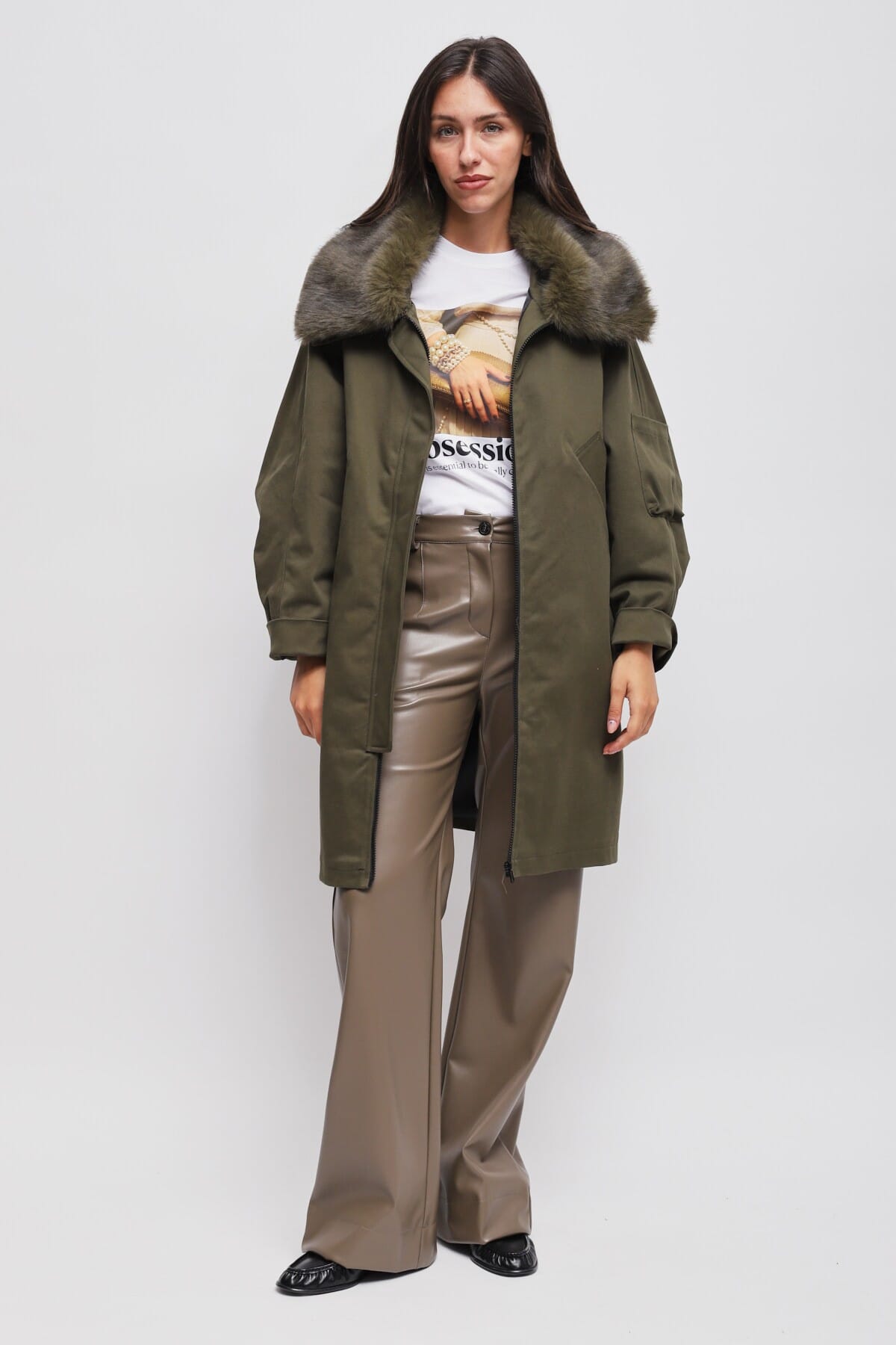 Parka Over Con Collo In Ecopelliccia Rimovibile Maryley