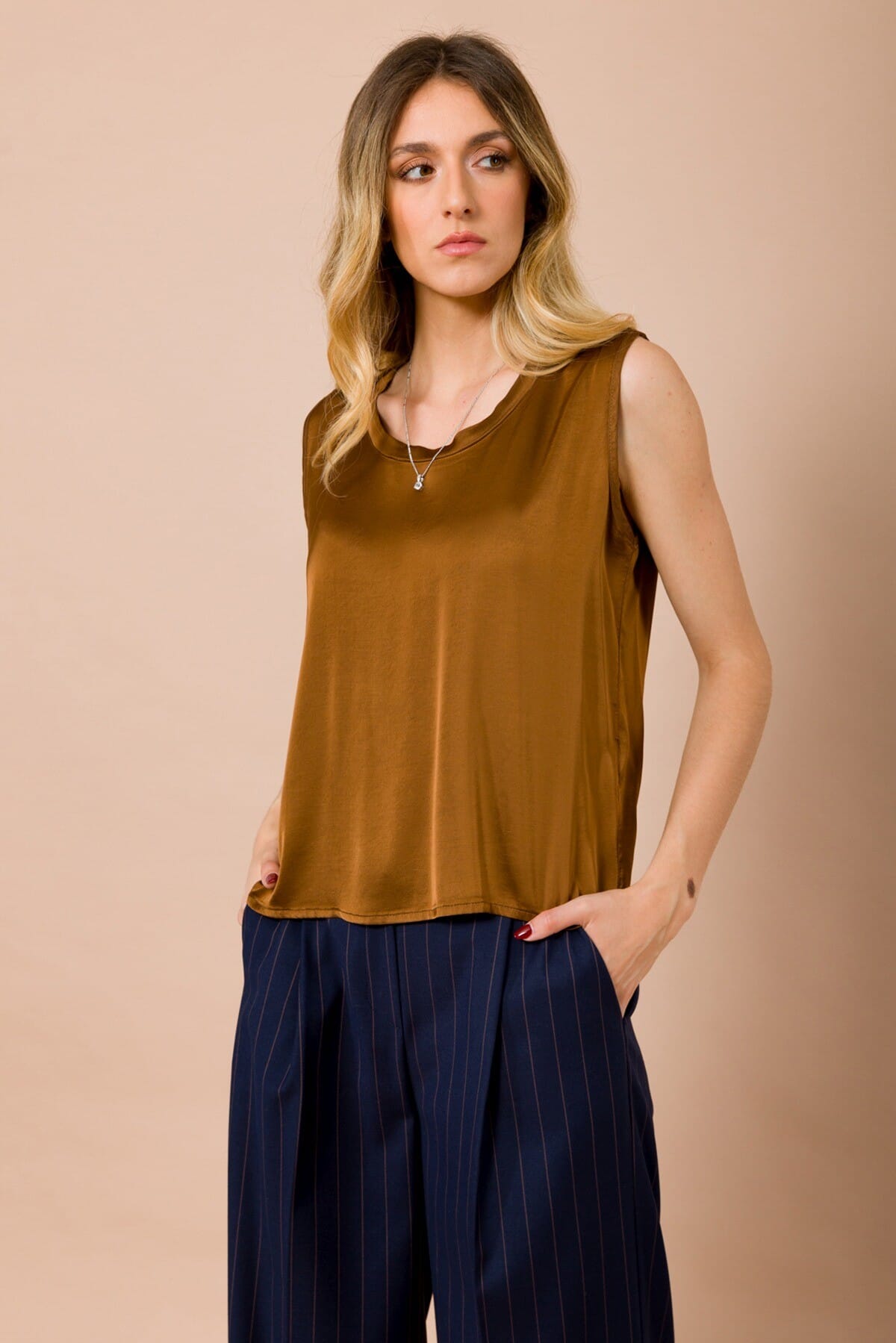 Top Girocollo In Raso Di Viscosa Maryley