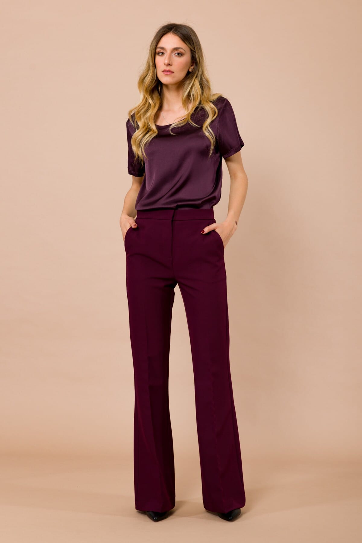 T-Shirt Girocollo A Manica Corta In Raso Di Viscosa Maryley