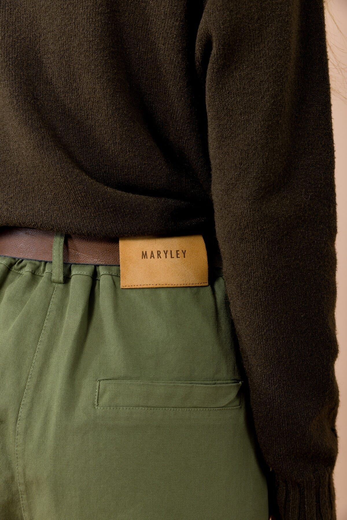 Pantalone Cargo Con Elastico In Vita Nel Retro E Cintura Abbinata Maryley