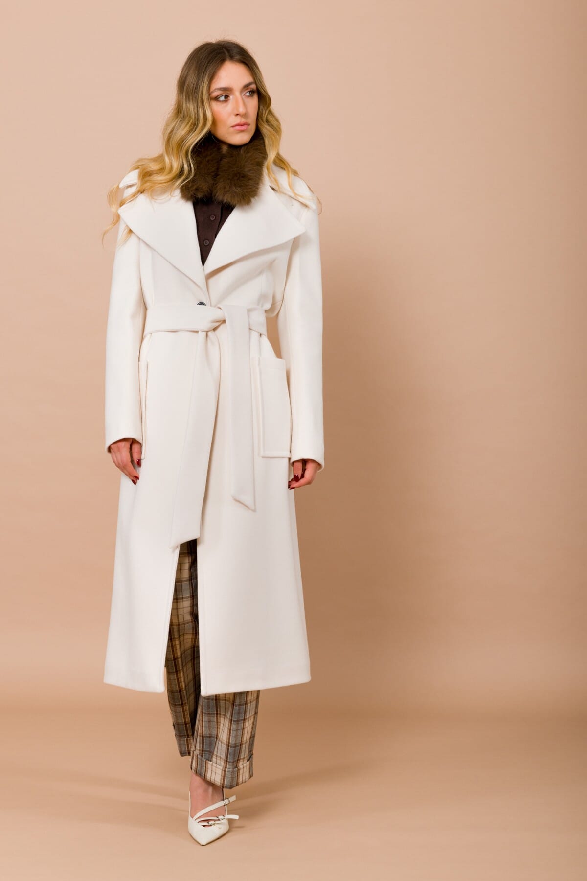 Cappotto Monopetto Foderato Con Tasche E Cintura Maryley