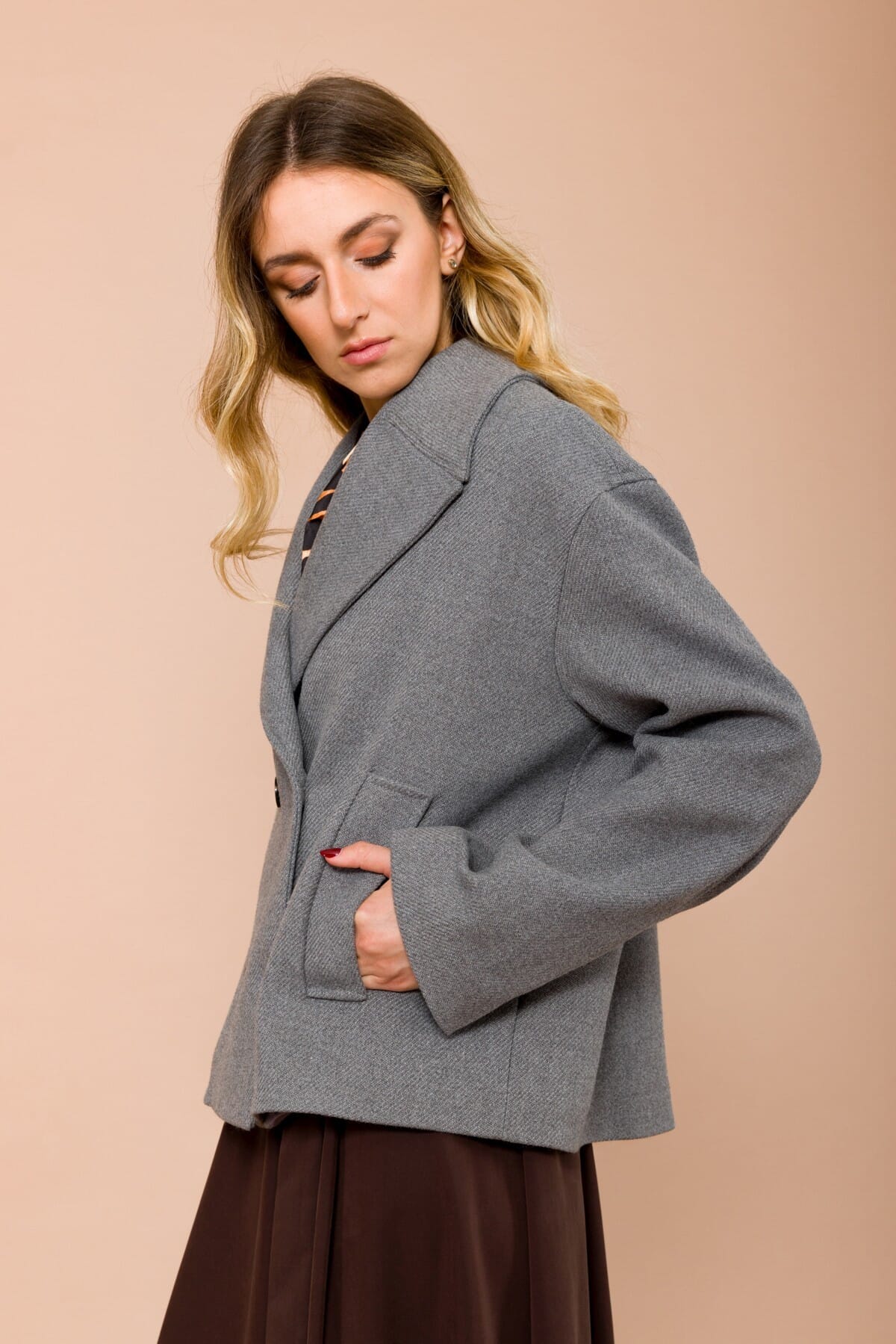 Cappotto Corto Doppiopetto Con Collo A Lancia Maryley