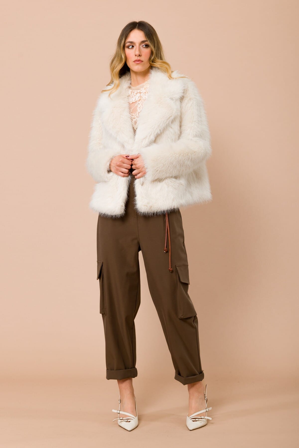 Ecopelliccia Doppiopetto Con Collo Rever Maryley