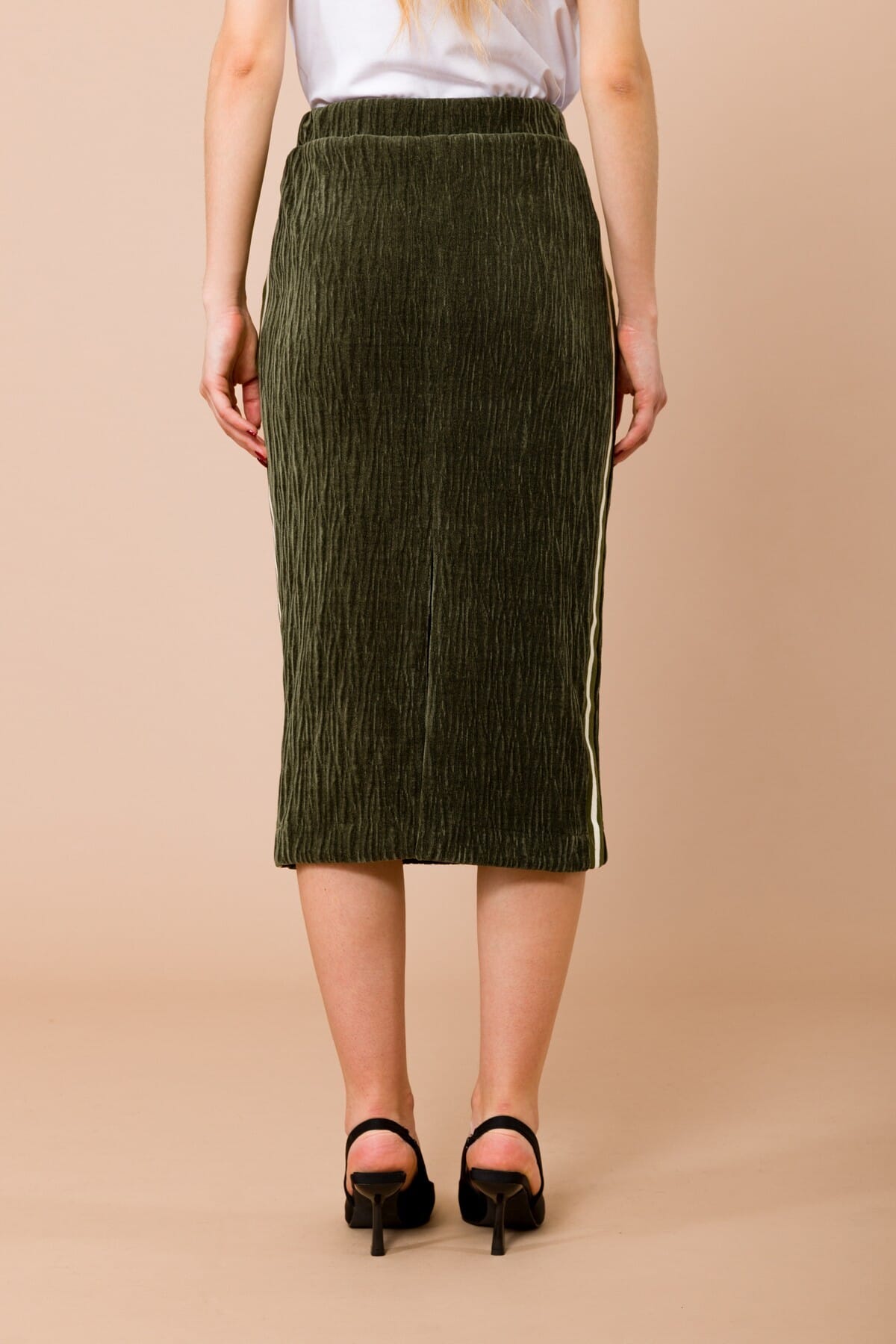 Longuette Con Bande Costina E Coulisse In Vita E Spacco Nel Centro Dietro Maryley