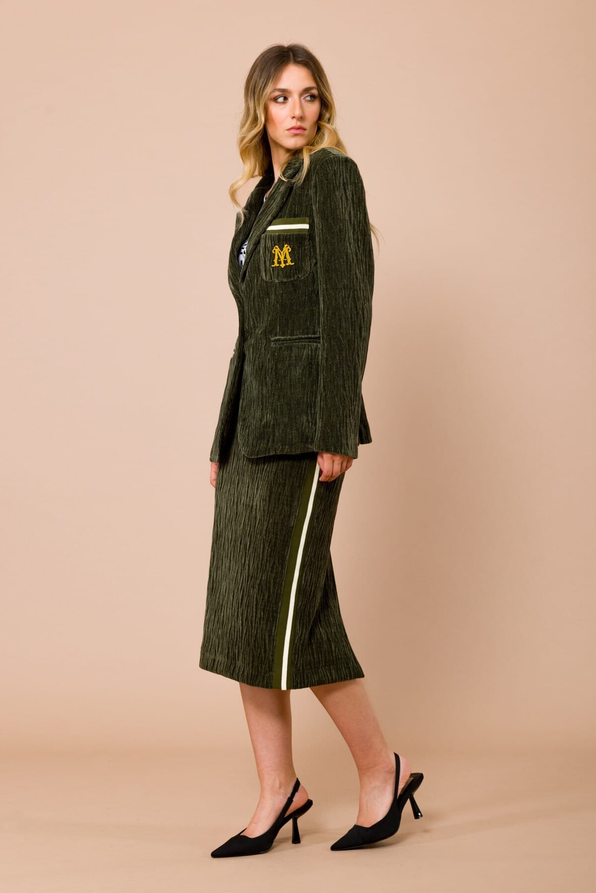 Longuette Con Bande Costina E Coulisse In Vita E Spacco Nel Centro Dietro Maryley