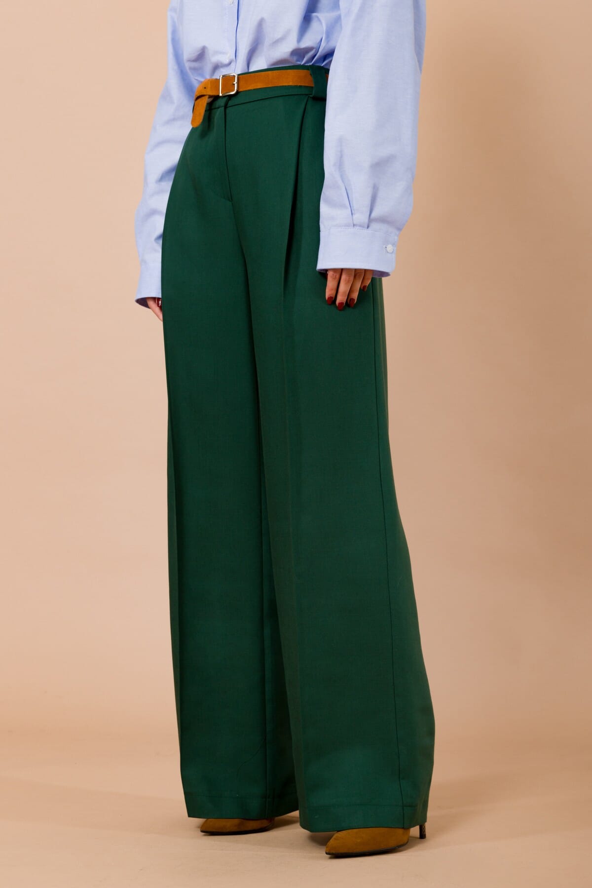 Pantalone Palazzo Con Cintura In Vita Ed Elastico Nel Retro Maryley