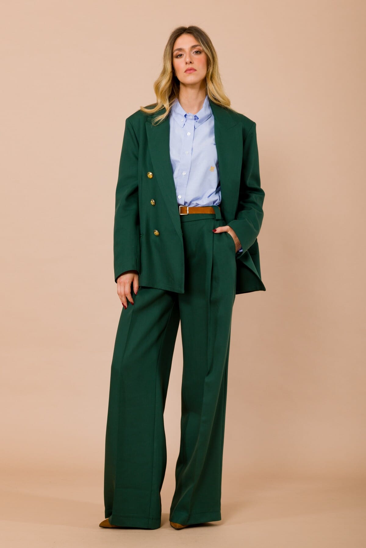 Pantalone Palazzo Con Cintura In Vita Ed Elastico Nel Retro Maryley