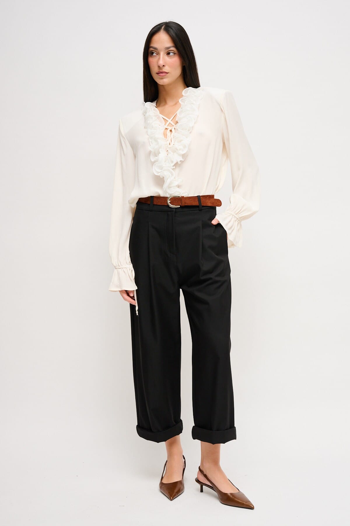 Pantaloni Cropped Con Cintura Maryley