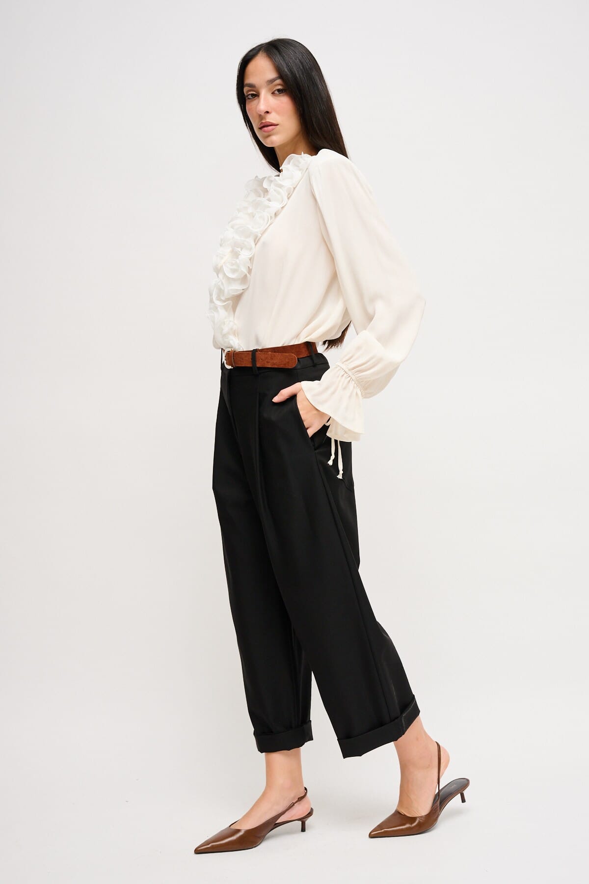 Pantaloni Cropped Con Cintura Maryley