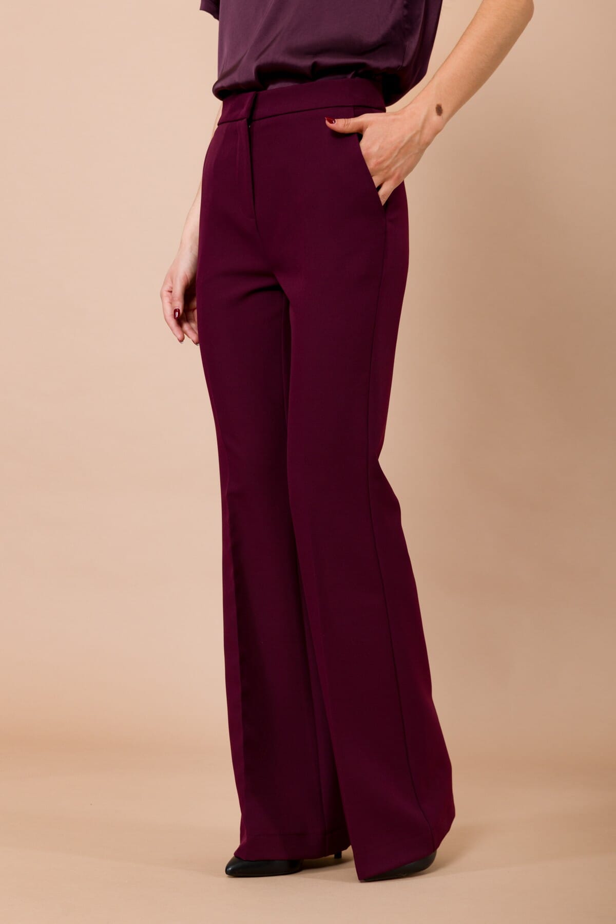 Pantalone A Zampa Con Tasche Alla Francese Maryley