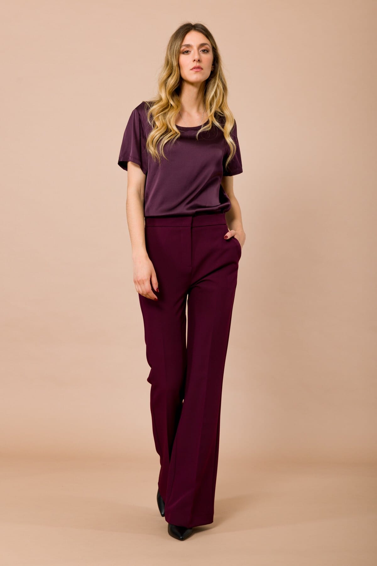 Pantalone A Zampa Con Tasche Alla Francese Maryley