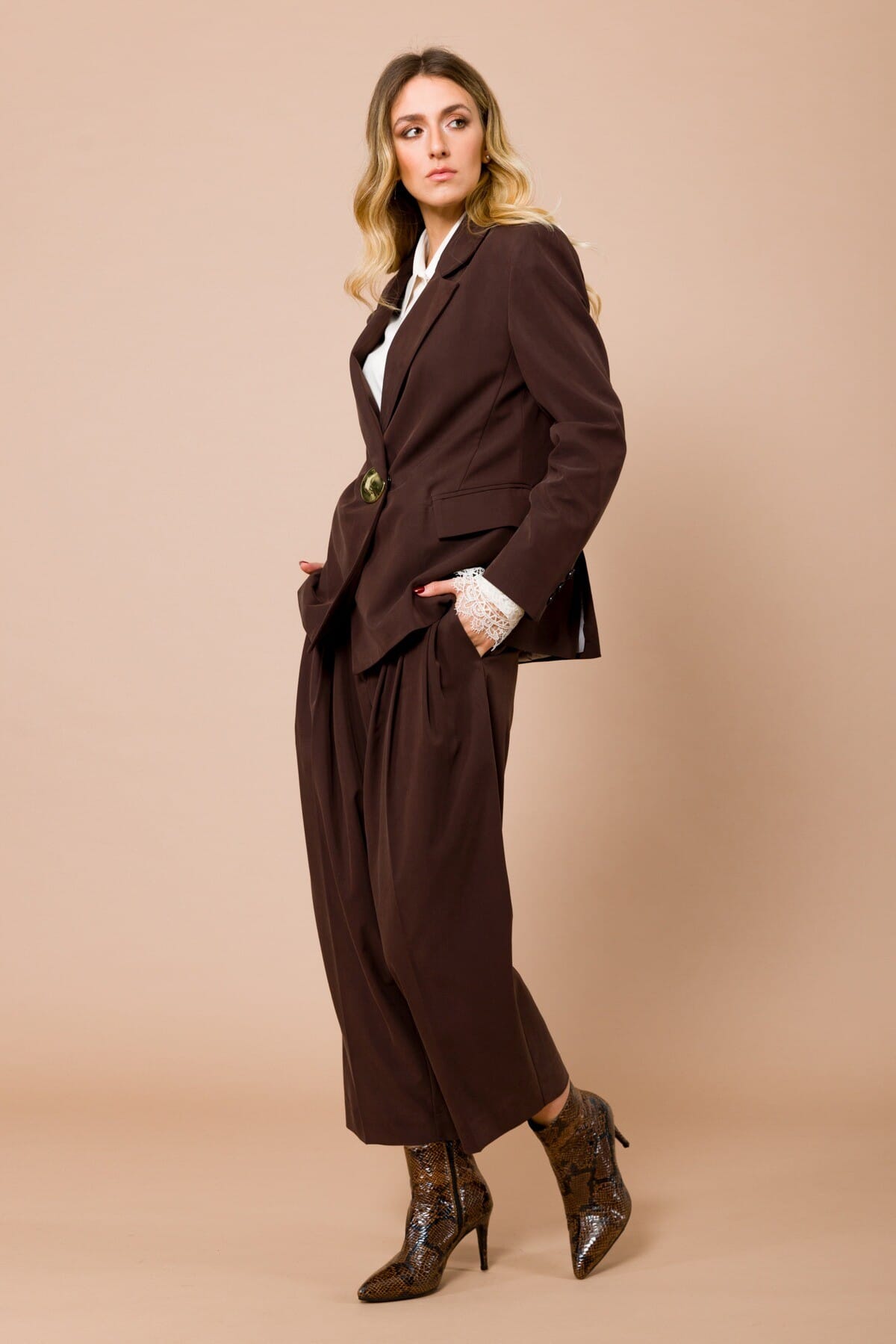 Pantalone Con Pieghe Sul Davanti E Cintura In Vita Maryley