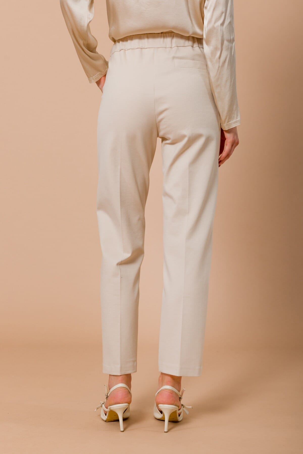 Pantalone In Punto Milano Dritto Con Elastico Nel Retro Maryley