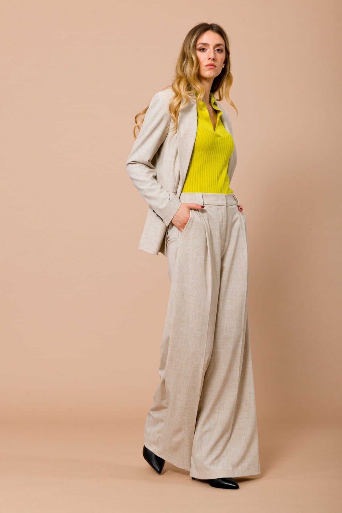 Pantalone Palazzo Con Elastico E Pieghe Sul Davanti Maryley