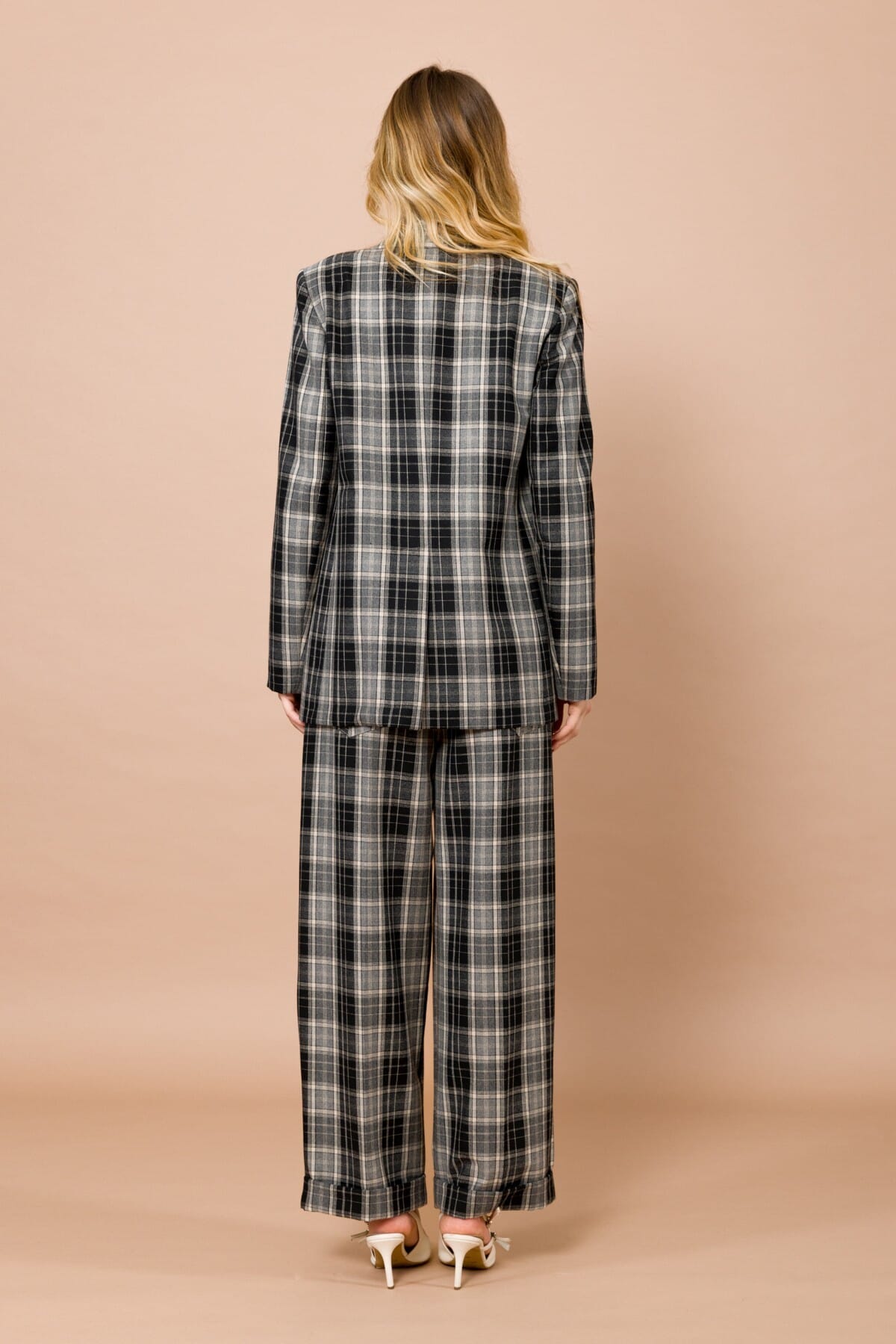 Pantalone In Check Con Risvolto E Tasche Applicate Nel Retro Maryley