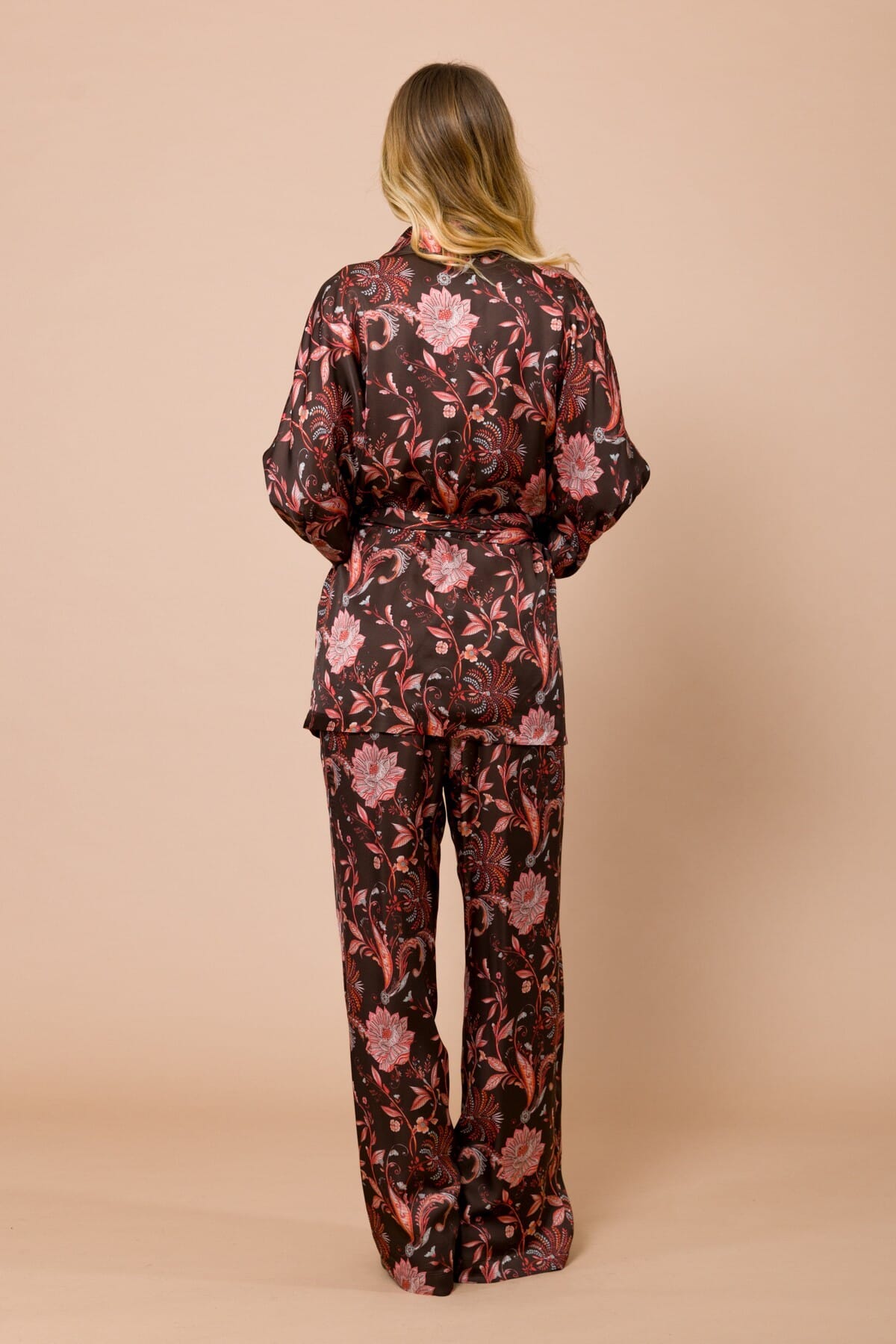 Pantalone Palazzo Con Elastico In Vita In Raso Di Viscosa Fantasia Maryley