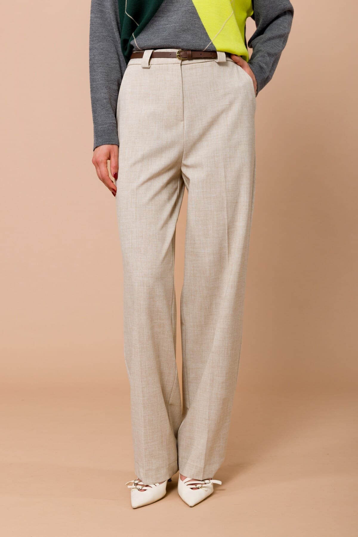 Pantalone Dritto Con Cintura In Vita Maryley