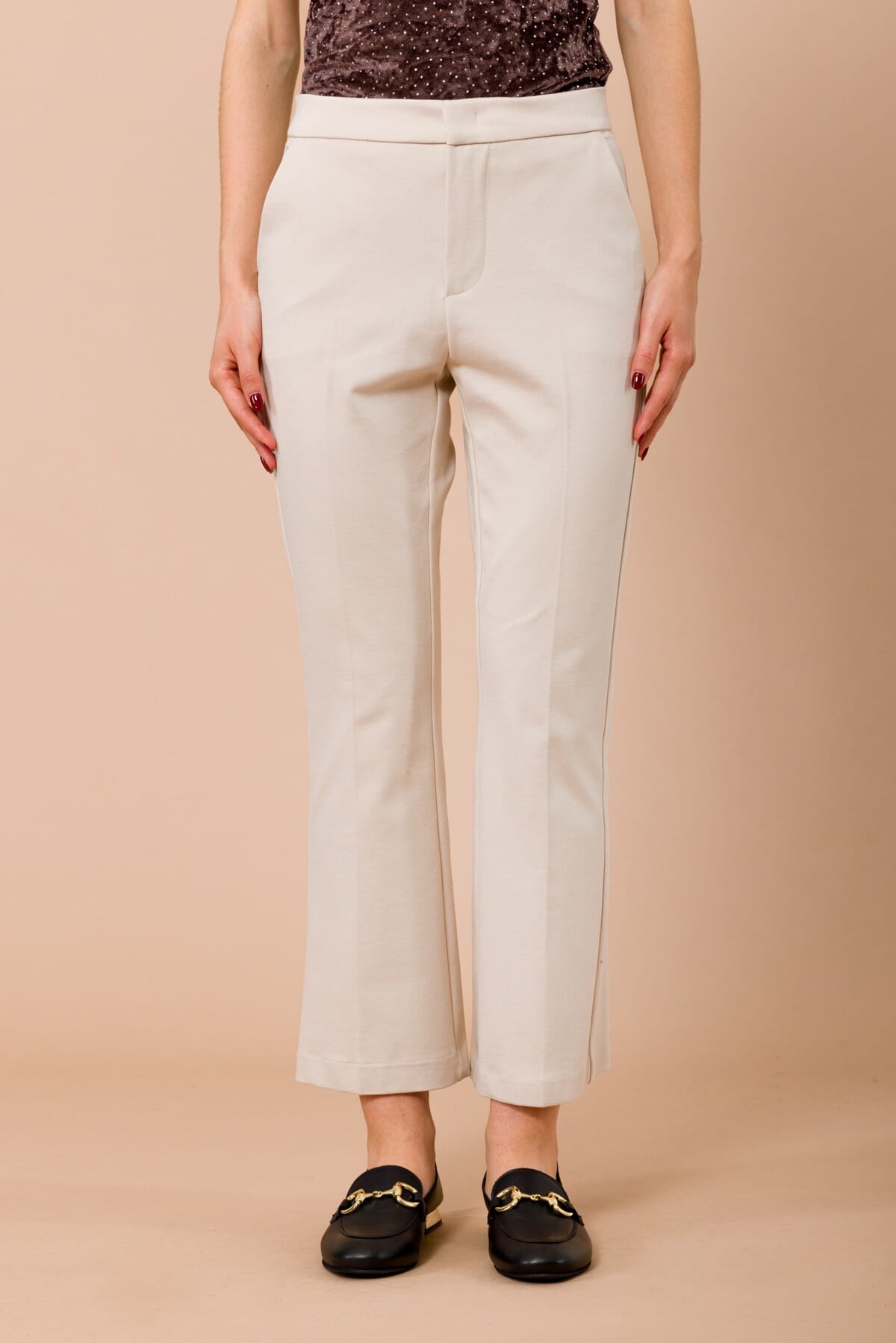 Pantalone Trombetta In Punto Milano Con Tasche Alla Francesce Maryley