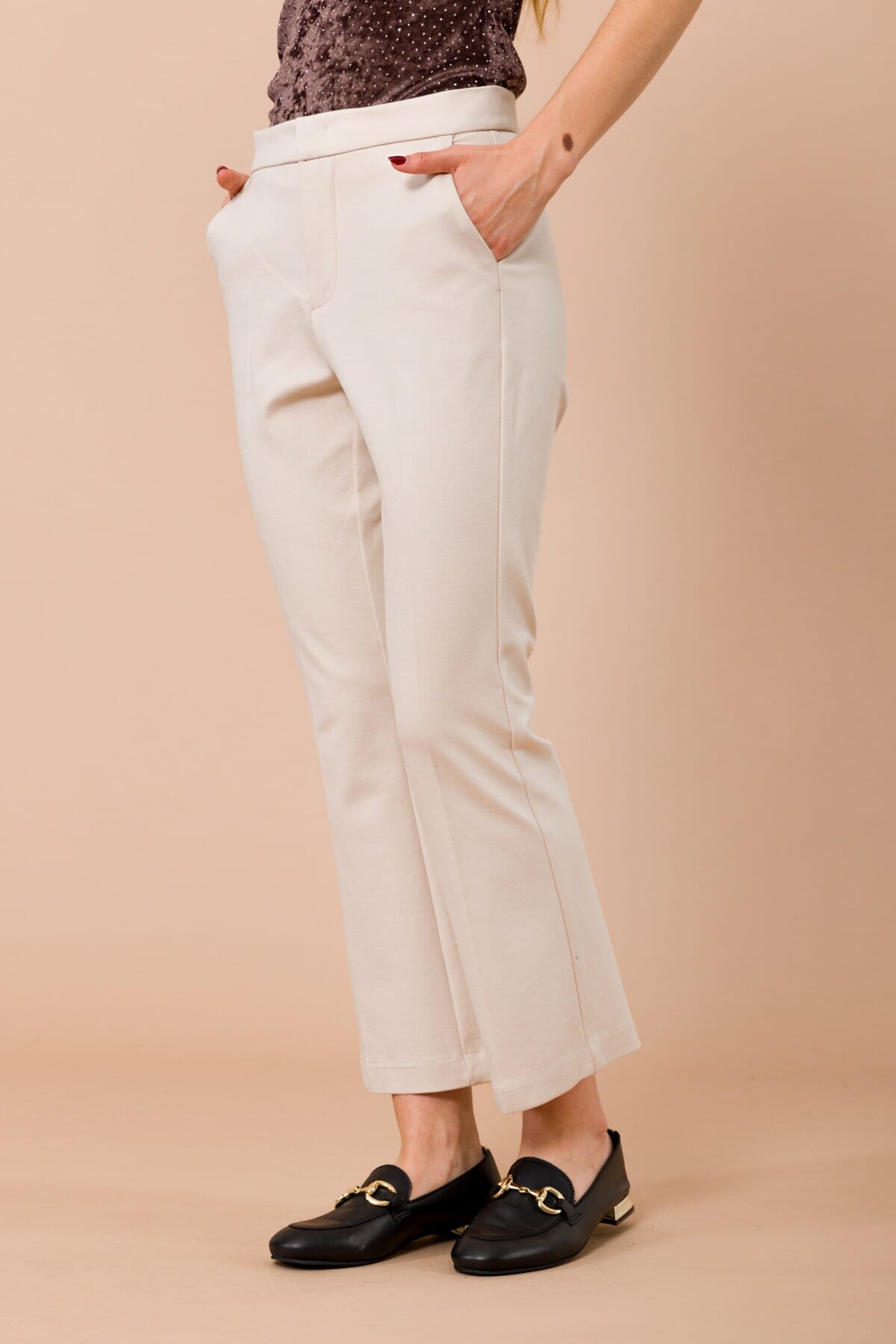 Pantalone Trombetta In Punto Milano Con Tasche Alla Francesce Maryley