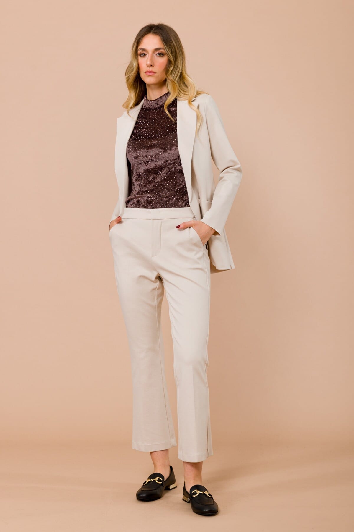 Pantalone Trombetta In Punto Milano Con Tasche Alla Francesce Maryley