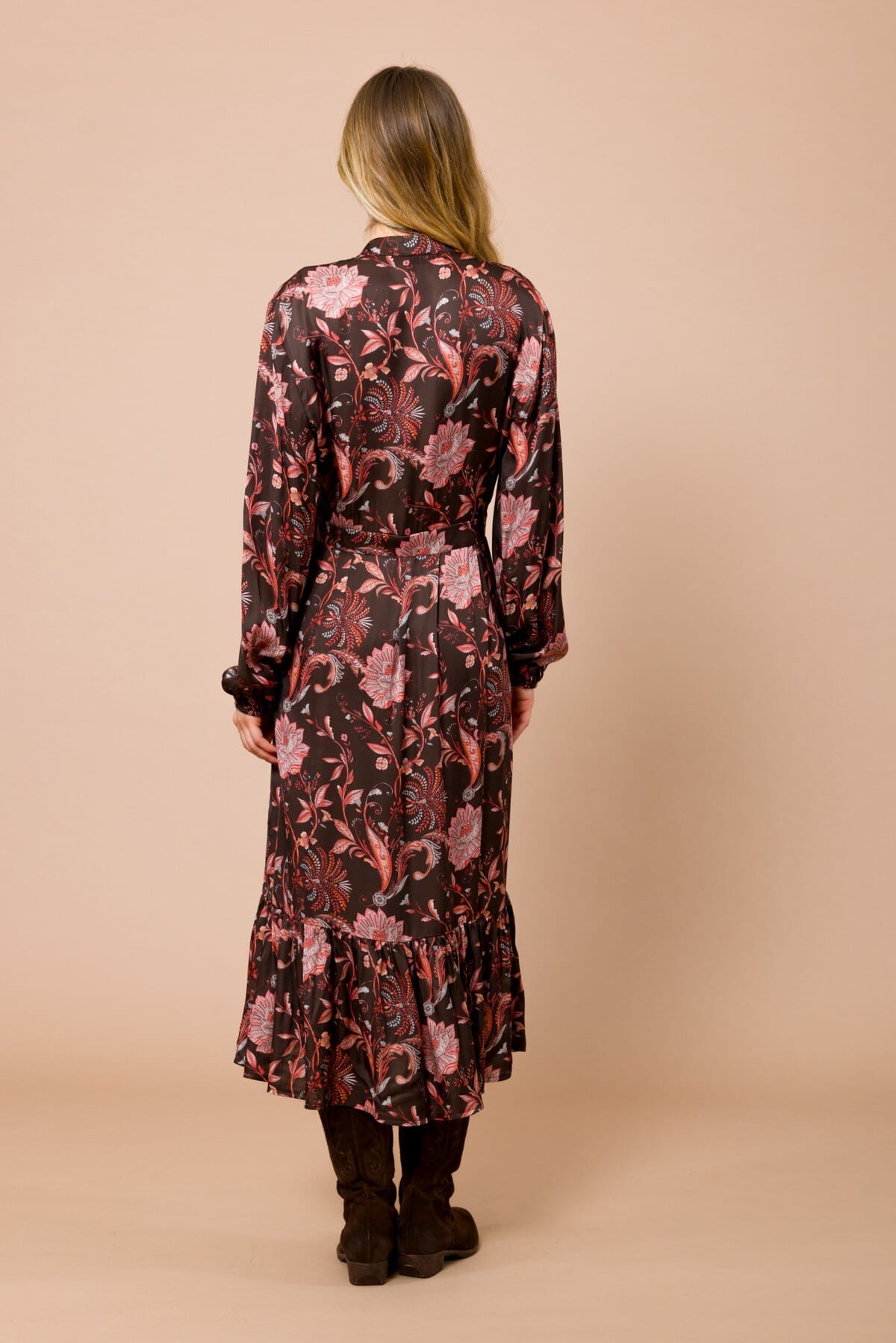 Abito Chemisier 7/8 Con Balza Sul Fondo In Raso Di Viscosa Fantasia Maryley