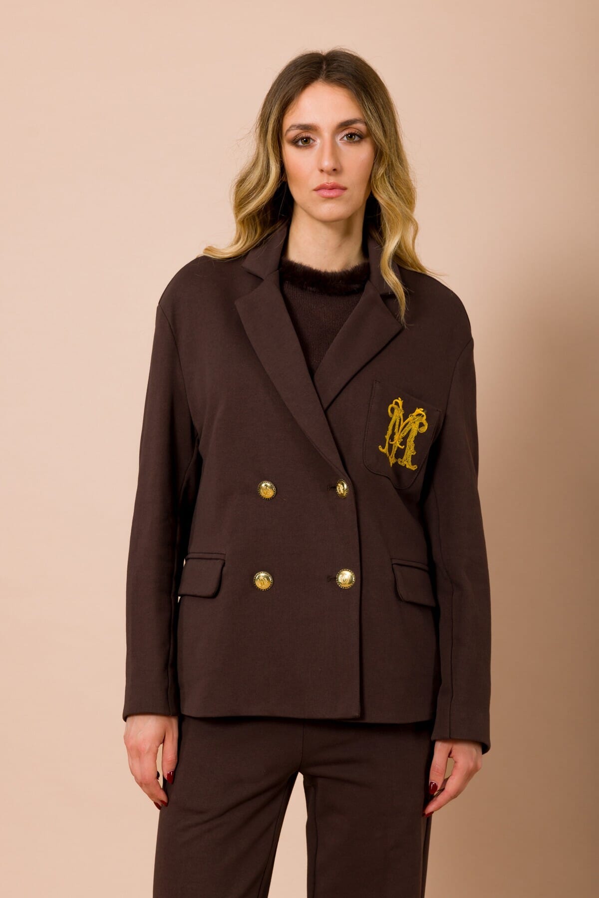 Giacca In Felpa Oversize Con Ricamo Logo Sul Taschino Maryley