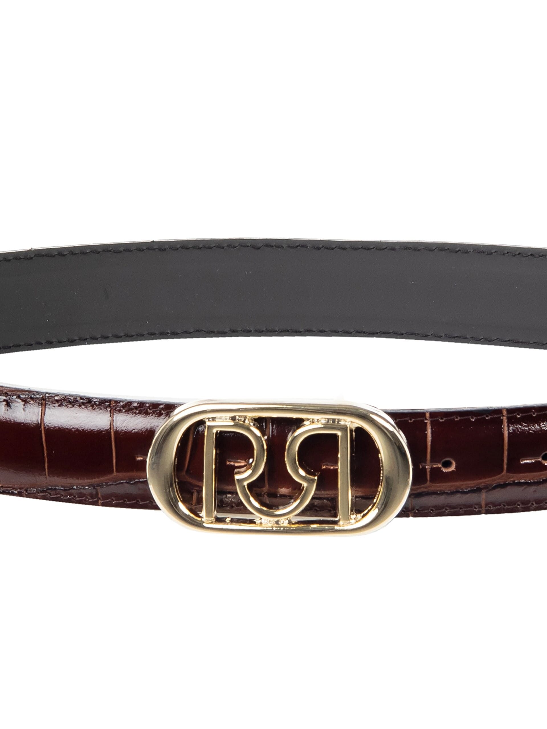 Cintura Sottile In Vera Pelle Cocco Con Fibbia Logo RR Rinascimento