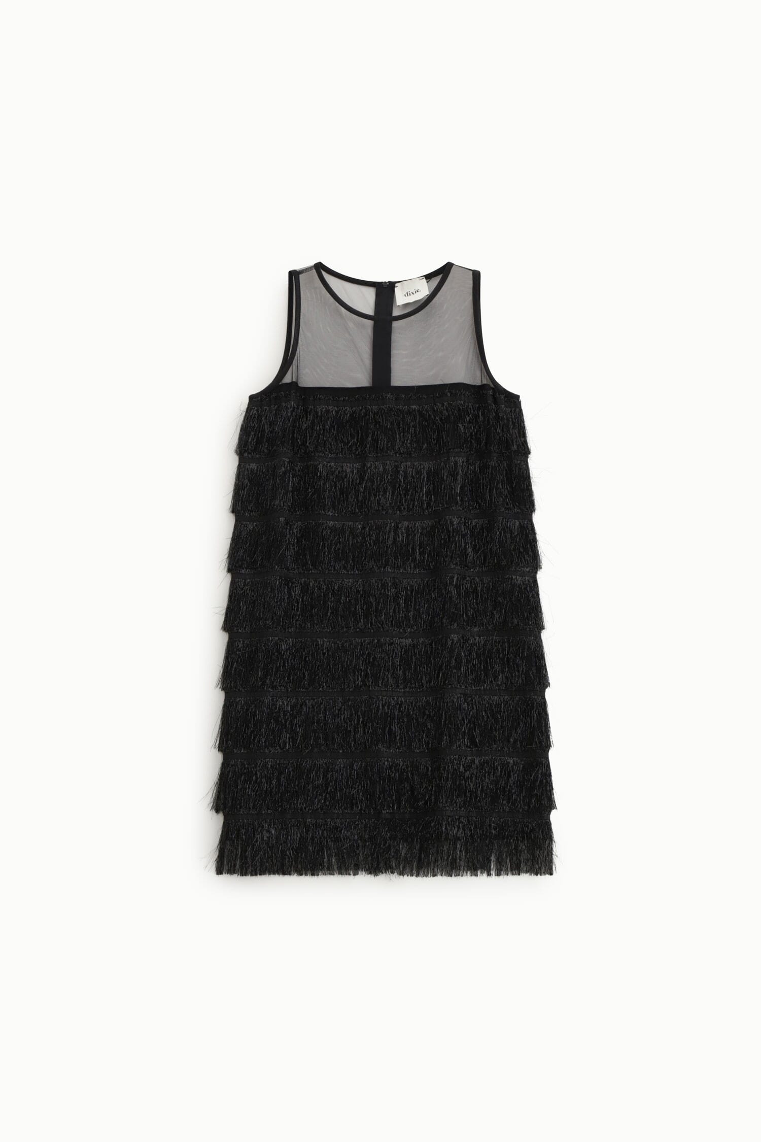 Abito Corto Con Inserti A Frange E Tulle Dixie