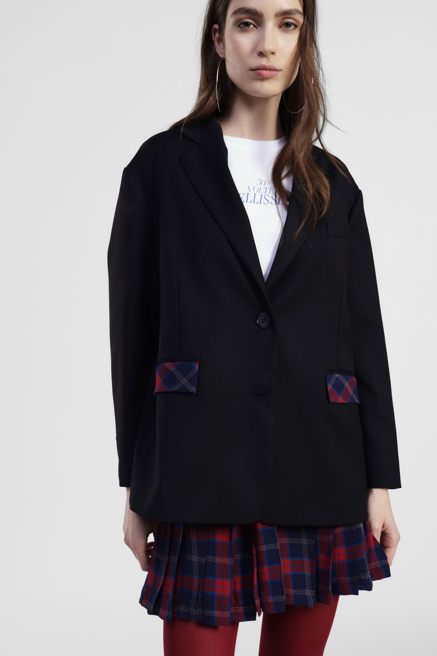 Blazer Con Tasche Fantasia A Quadri E Chiusura A Bottone Dixie