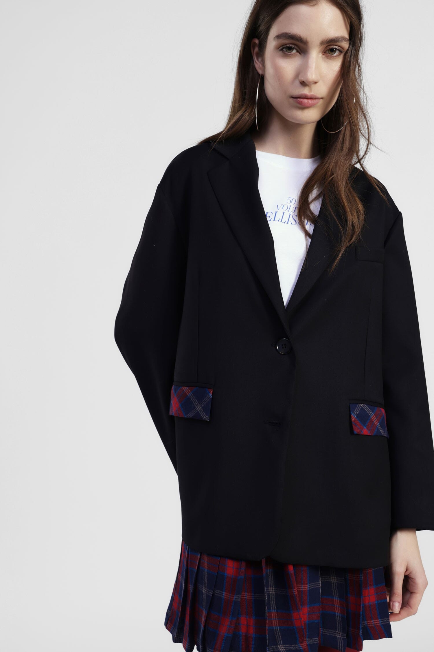 Blazer Con Tasche Fantasia A Quadri E Chiusura A Bottone Dixie