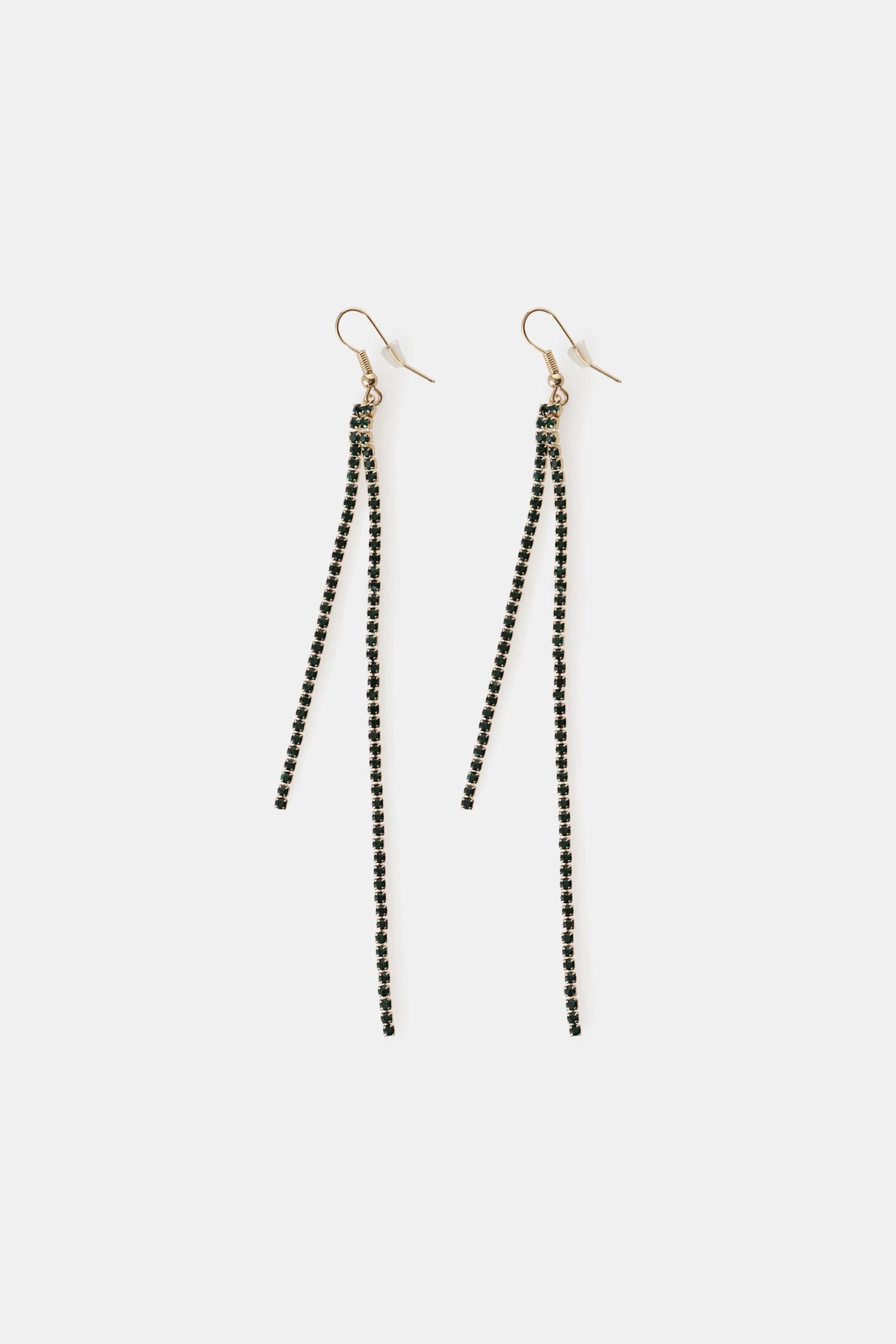 Orecchini Pendenti Doppia Fila Strass Sottili Dixie