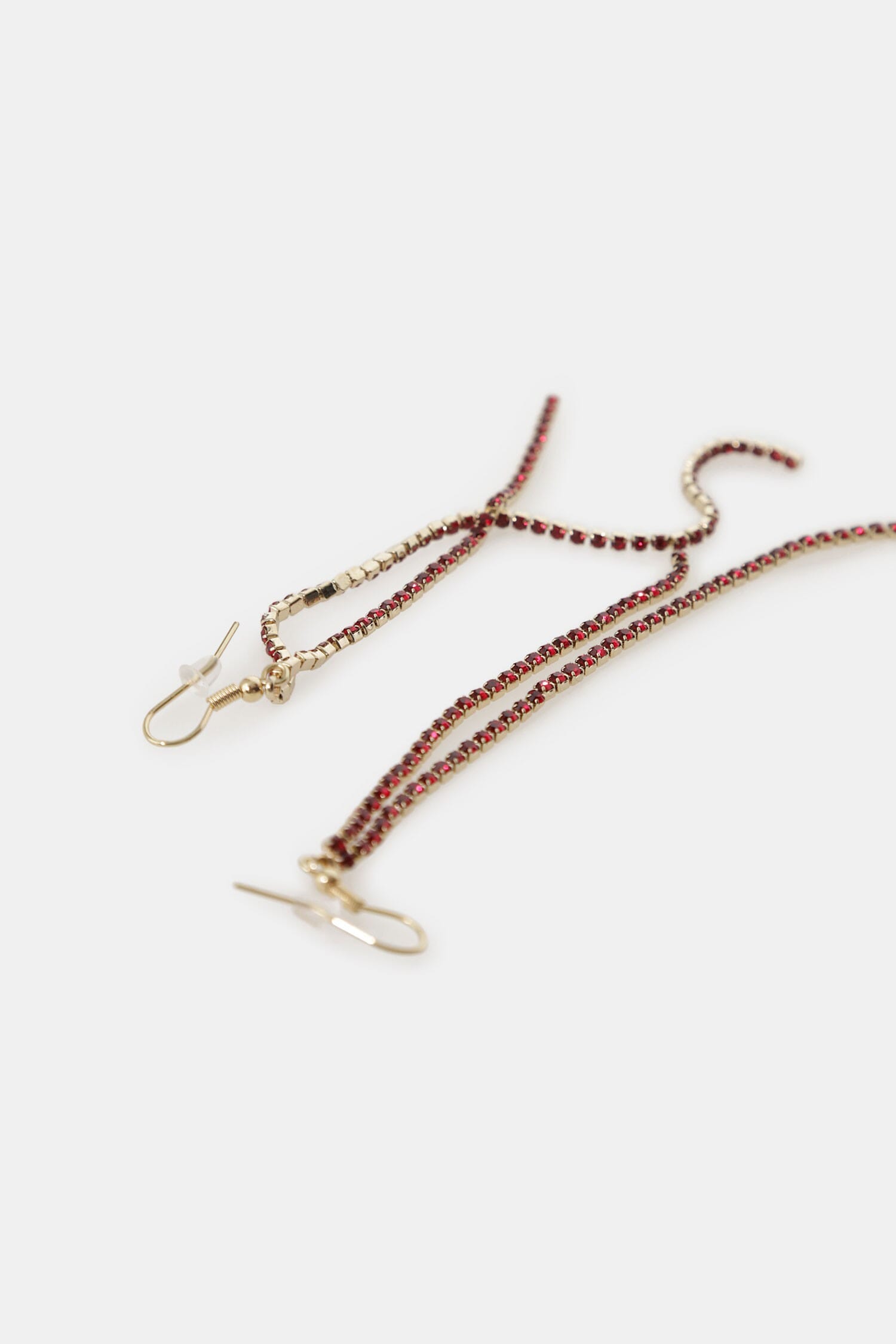 Orecchini Pendenti Doppia Fila Strass Sottili Dixie